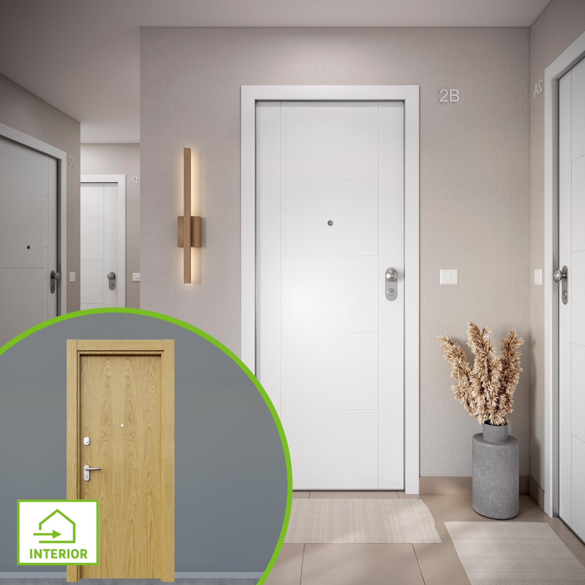 Puerta acorazada omega izquierda noruega blanco/lisa roble de 204x84 cm de la marca DIERRE