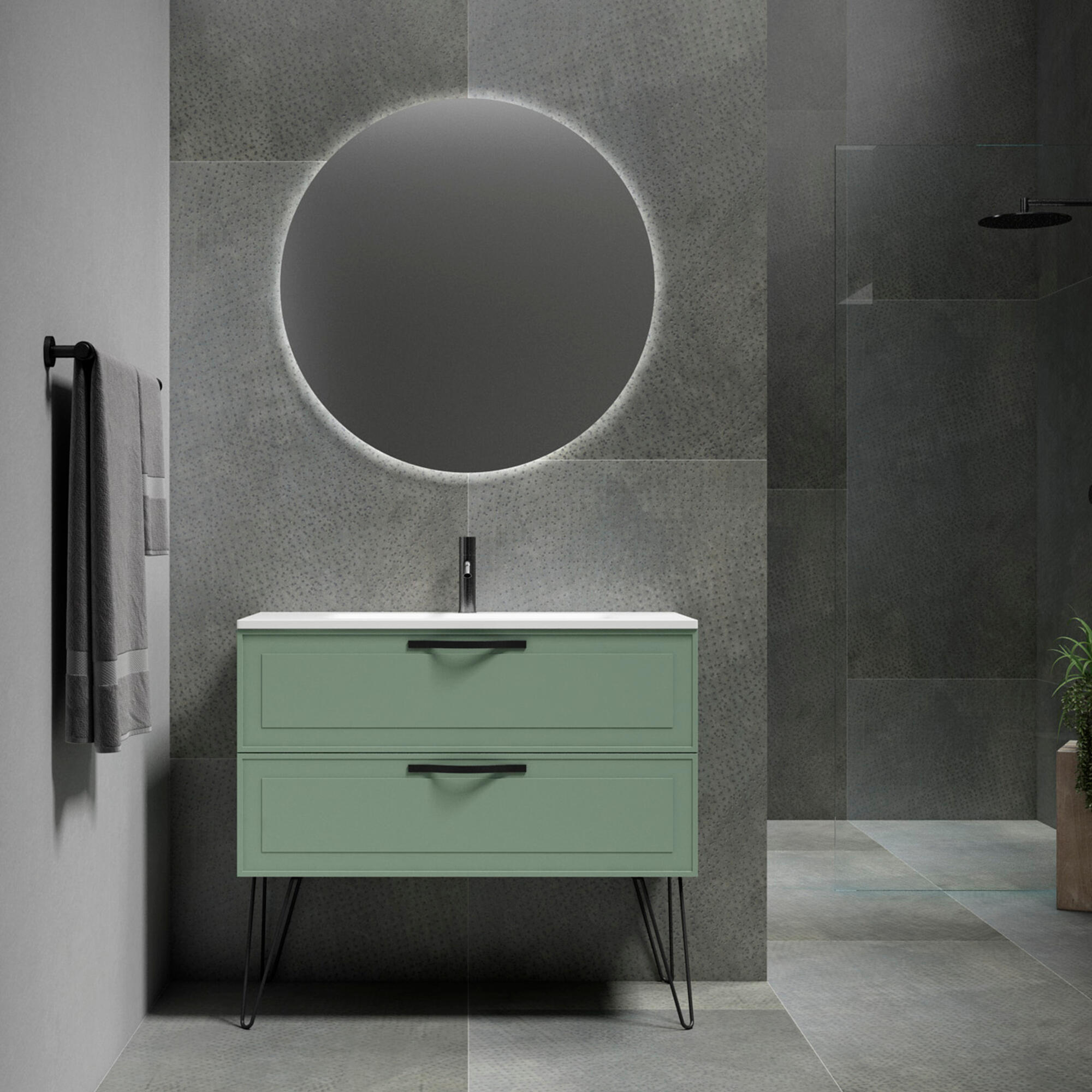 Espejo de baño con luz led circle antivaho 90x90 cm