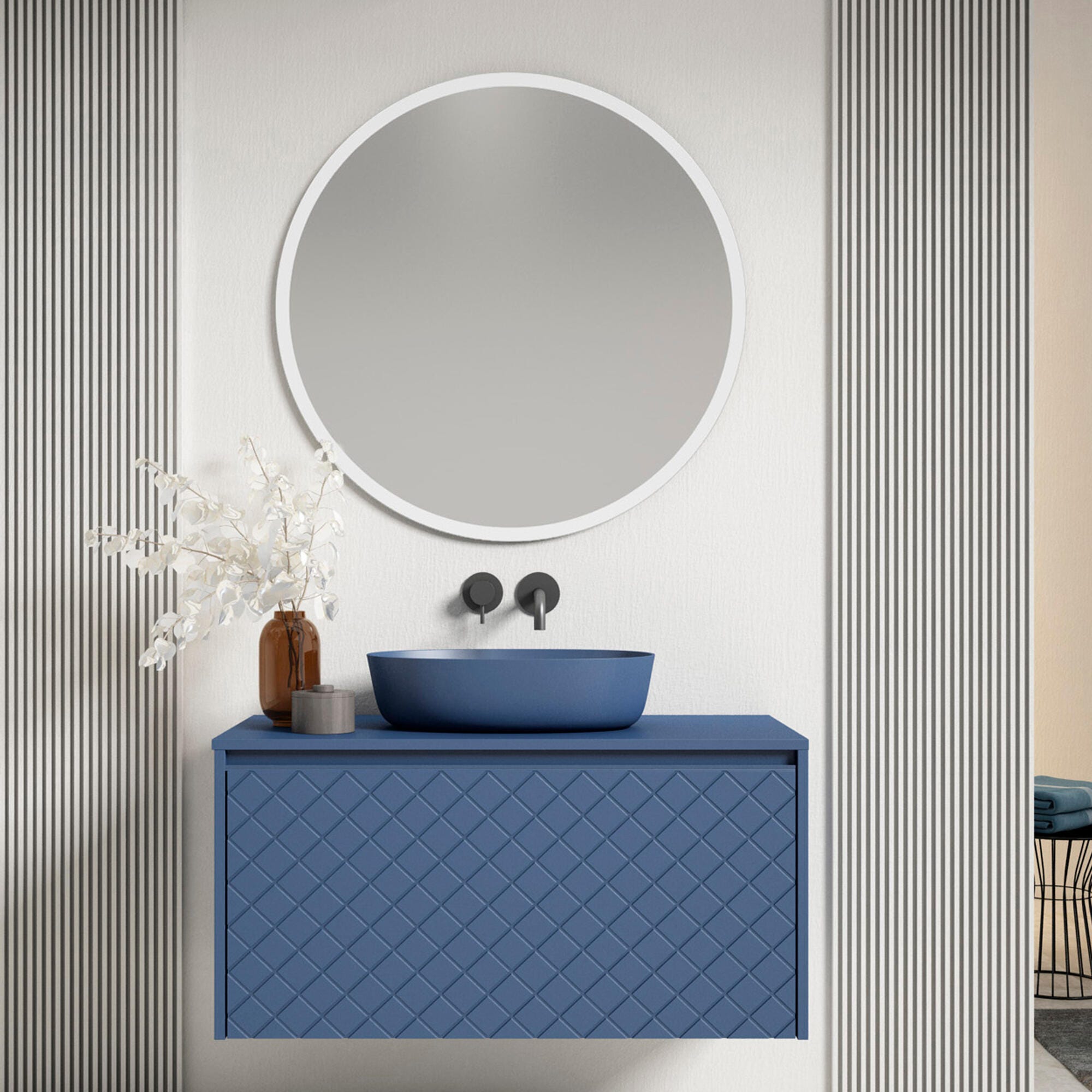 Espejo de pared con LED Maratea para baño antivaho redondo aluminio +  cristal 80 x 80
