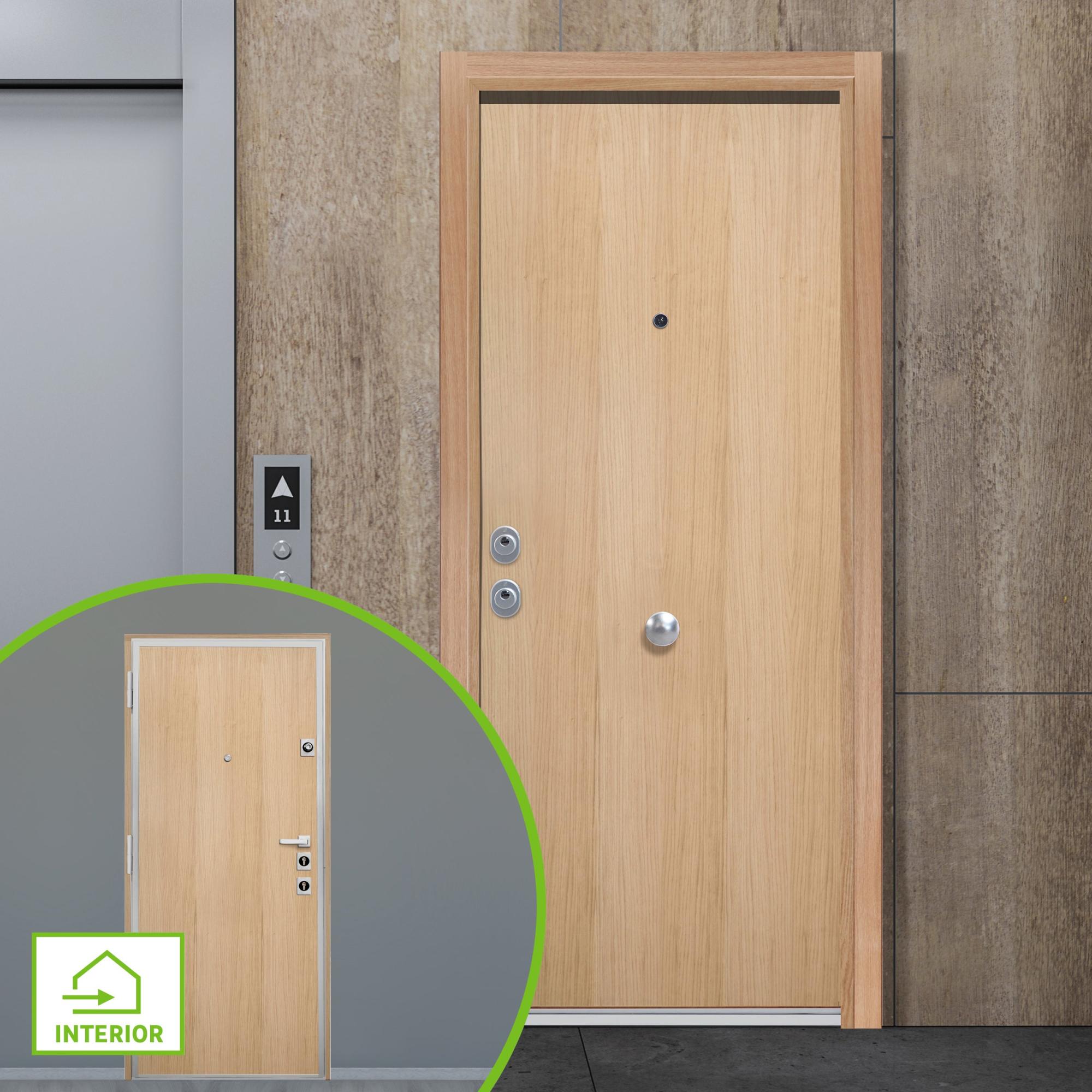 Puerta acorazada silver 2.0 derecha roble/roble de 208x90.3 cm