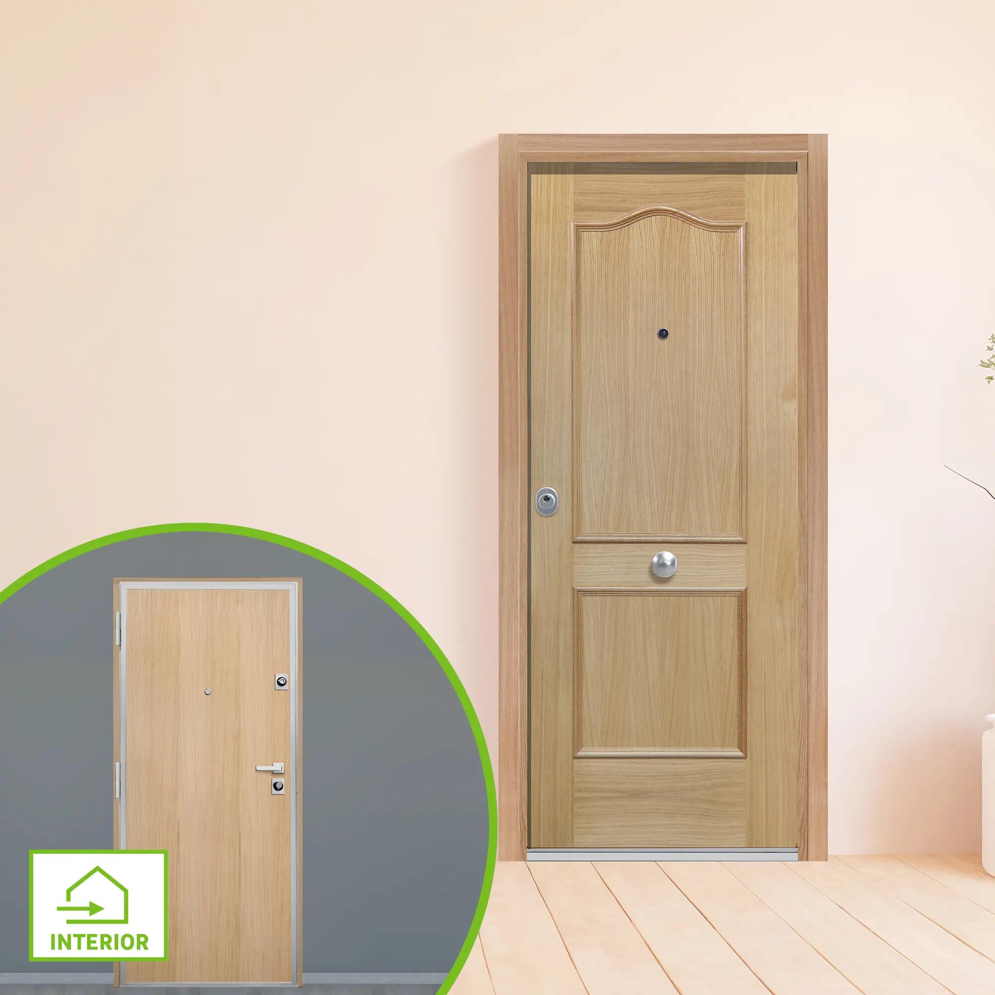 Puerta acorazada silver 1.0 derecha roble/roble de 208x90.3 cm