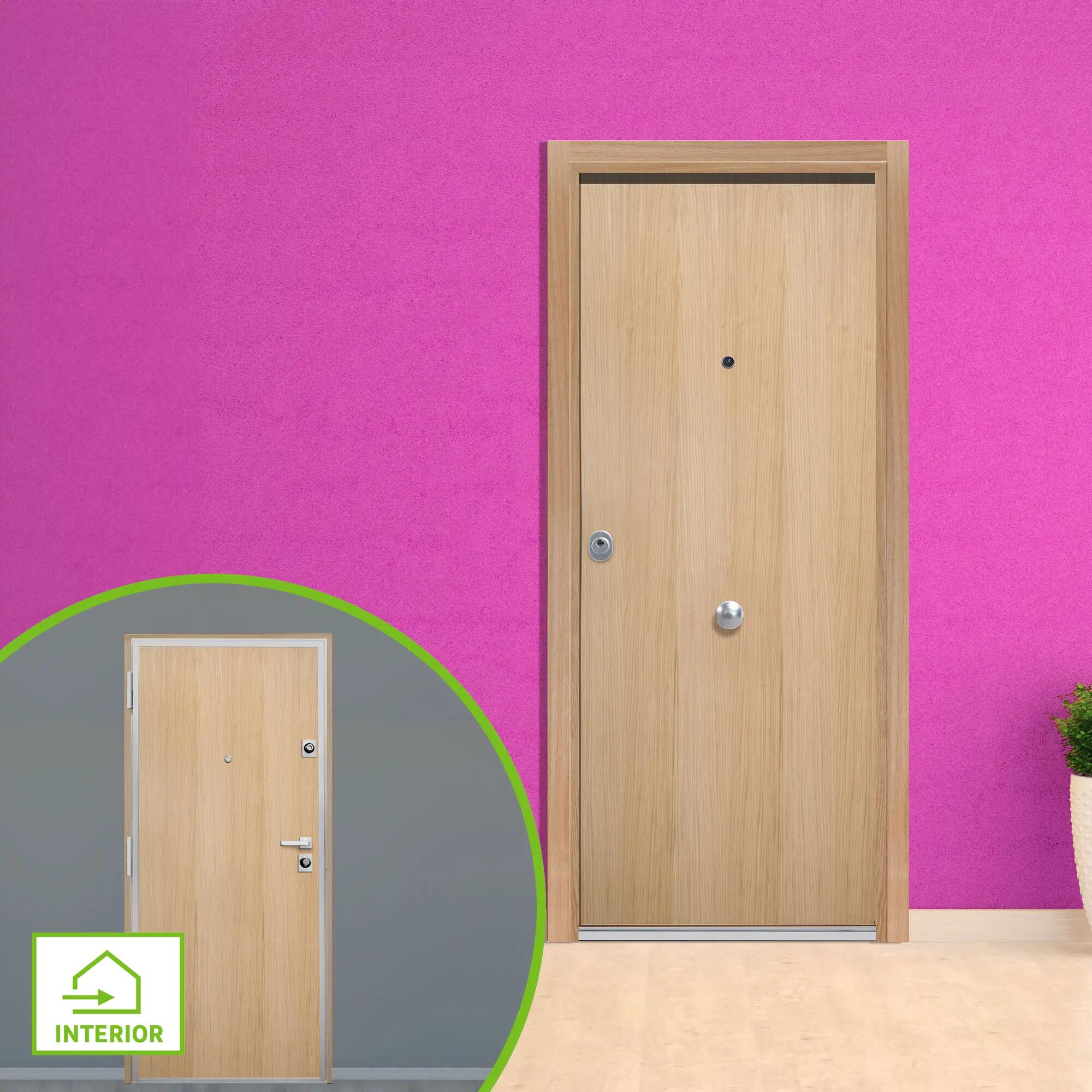 Puerta acorazada silver 1.0 derecha roble/roble de 208x90.3 cm