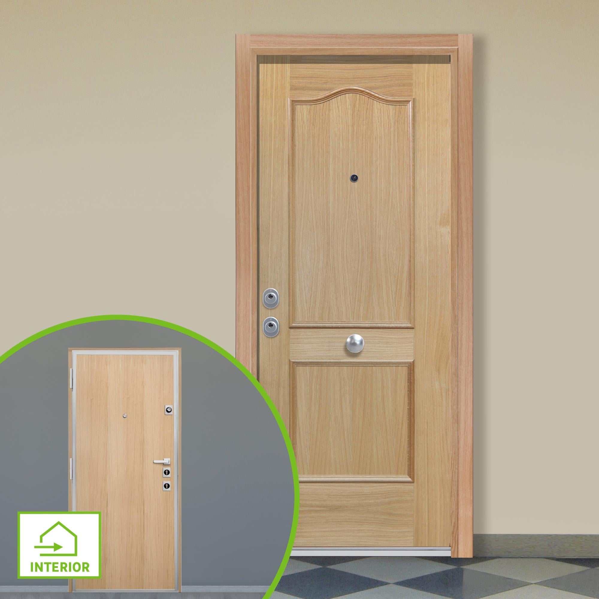 Puerta acorazada silver 2.0 derecha roble/roble de 208x90.3 cm de la marca EUROSEGUR