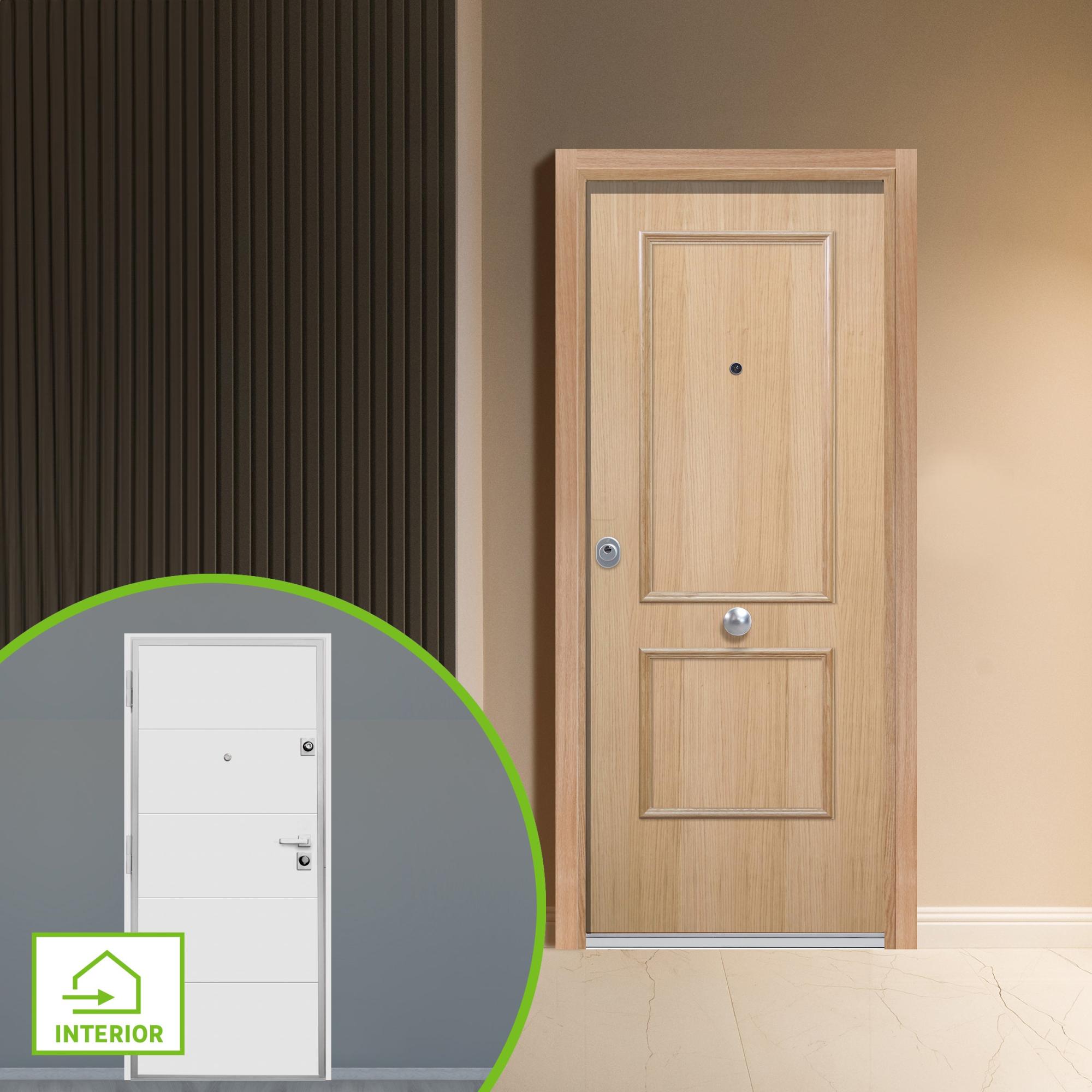 Puerta acorazada silver 1.0 derecha roble/blanco de 208x90.3 cm