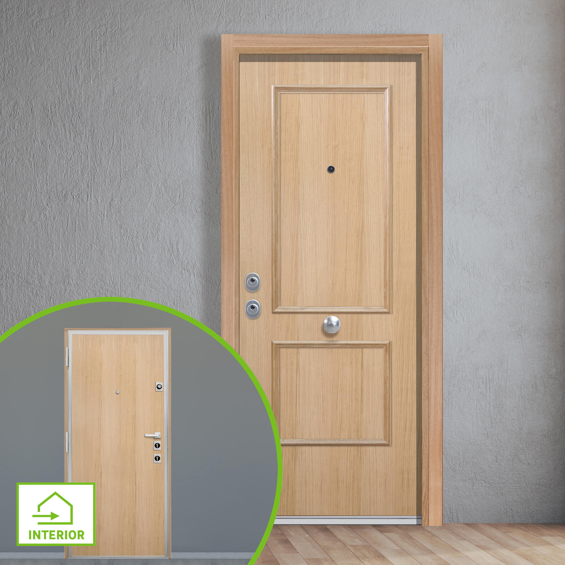 Puerta acorazada silver 2.0 derecha roble/roble de 208x90.3 cm