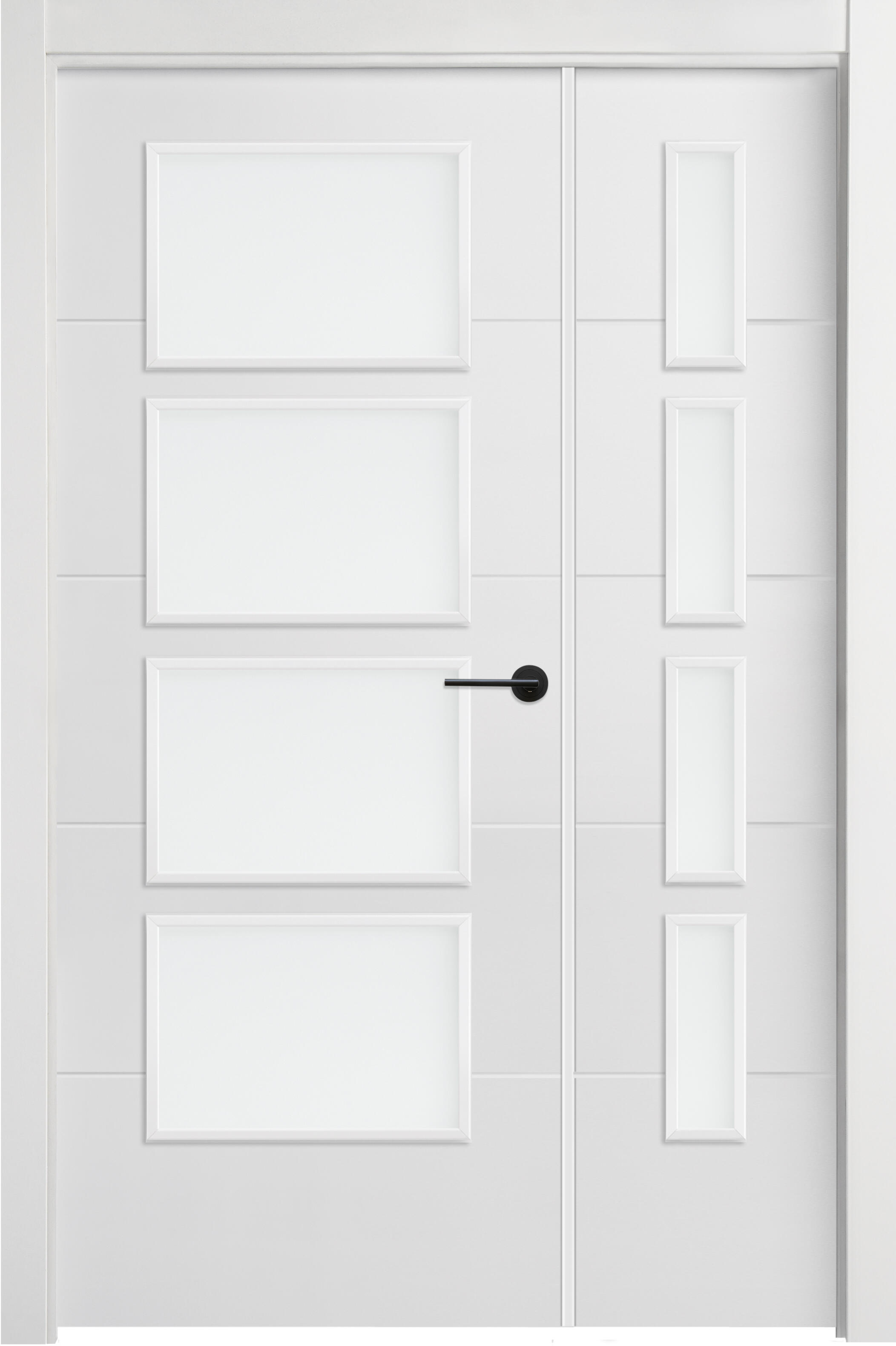 Puerta lucerna plus black blanco apertura izquierda 60x20 con cristal 125cm