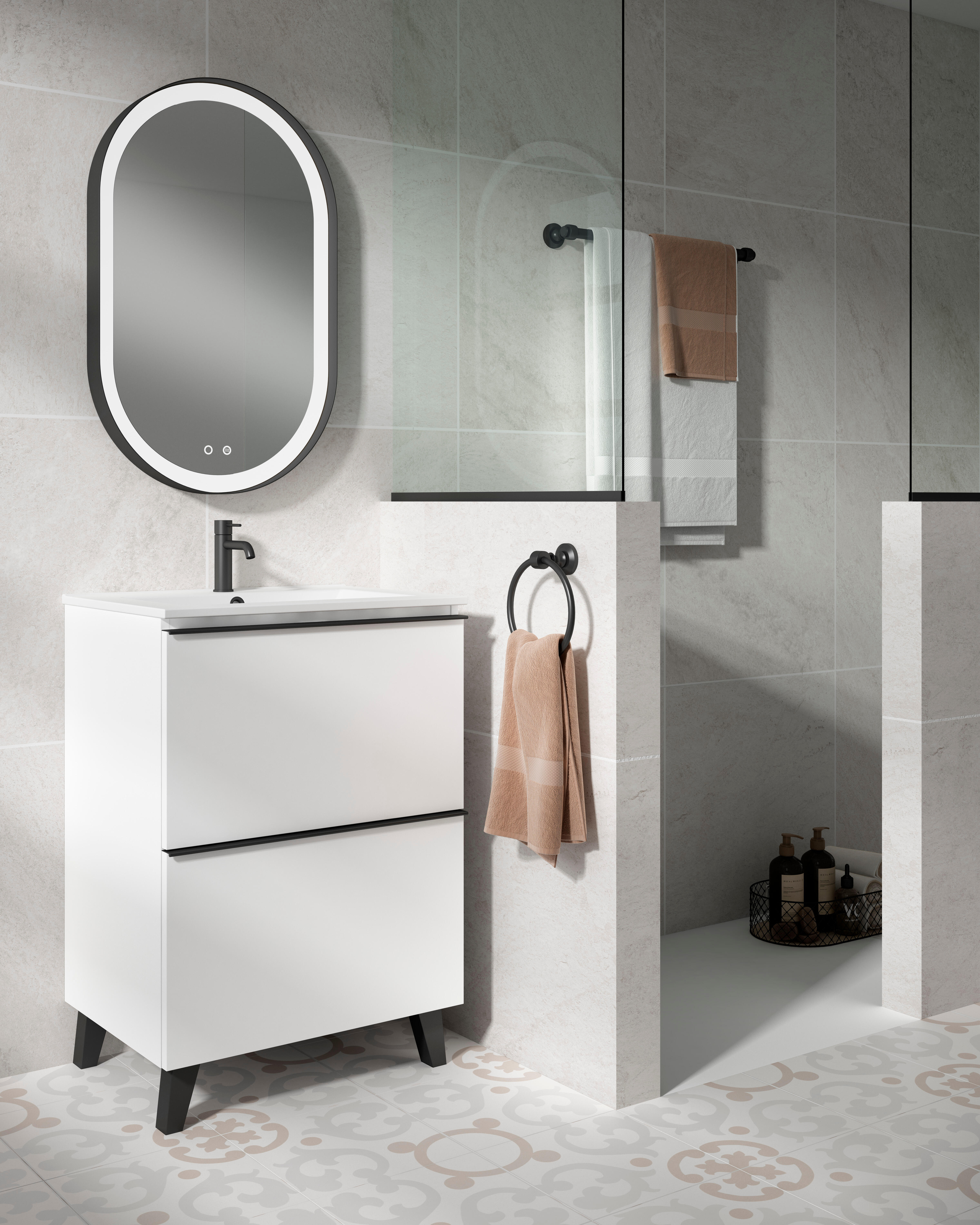 Mueble de baño con lavabo bora blanco 60x45 cm