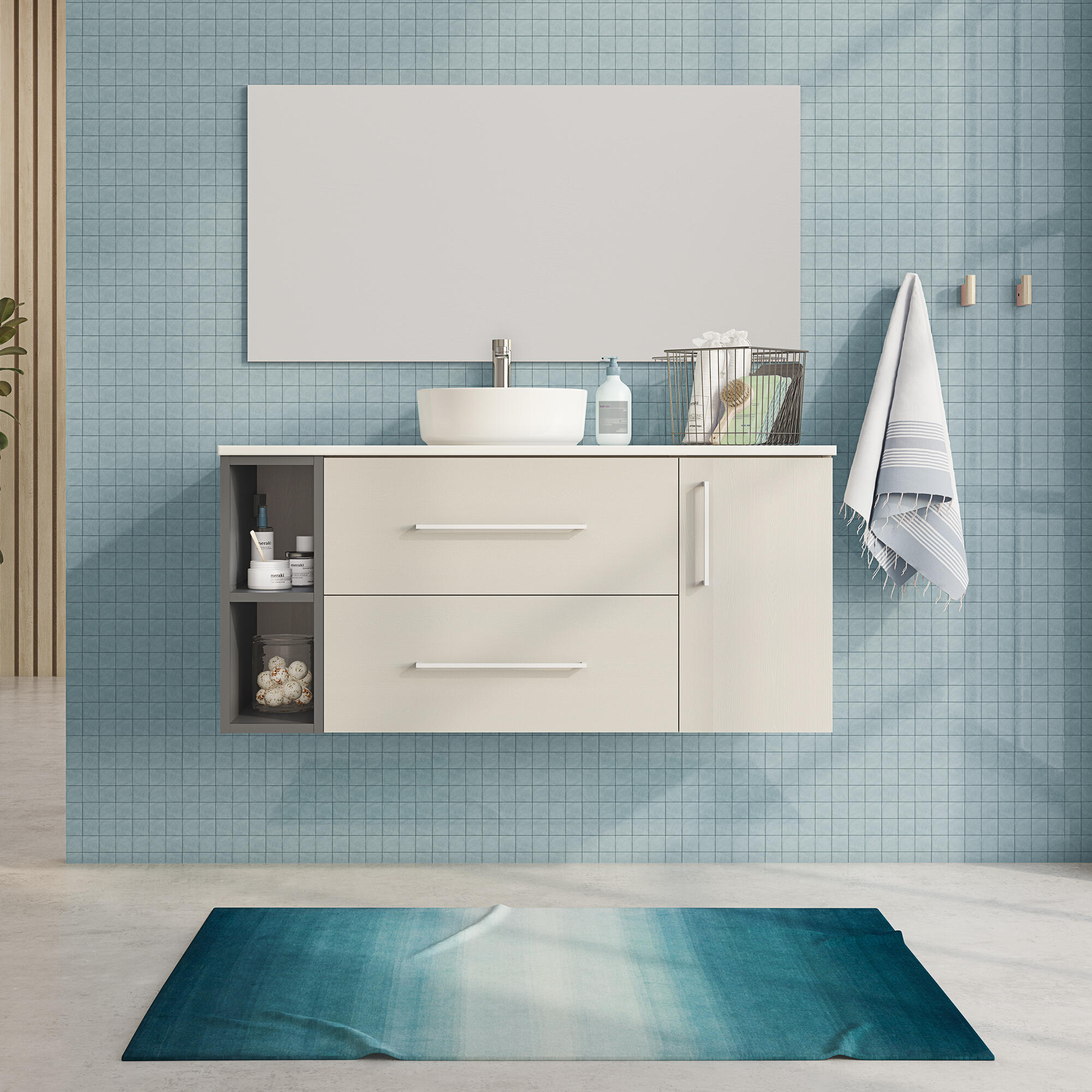 Mueble de baño con lavabo crea gris 120x45 cm