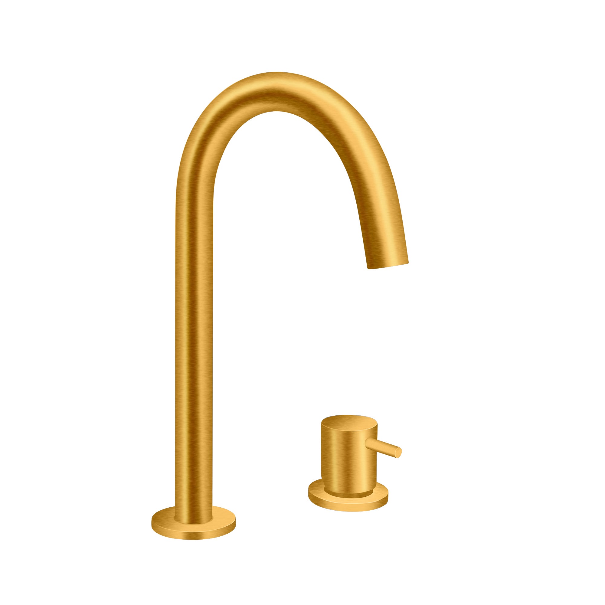 Comprar Grifo de lavabo dorado cepillado cuello cisne encastrado online