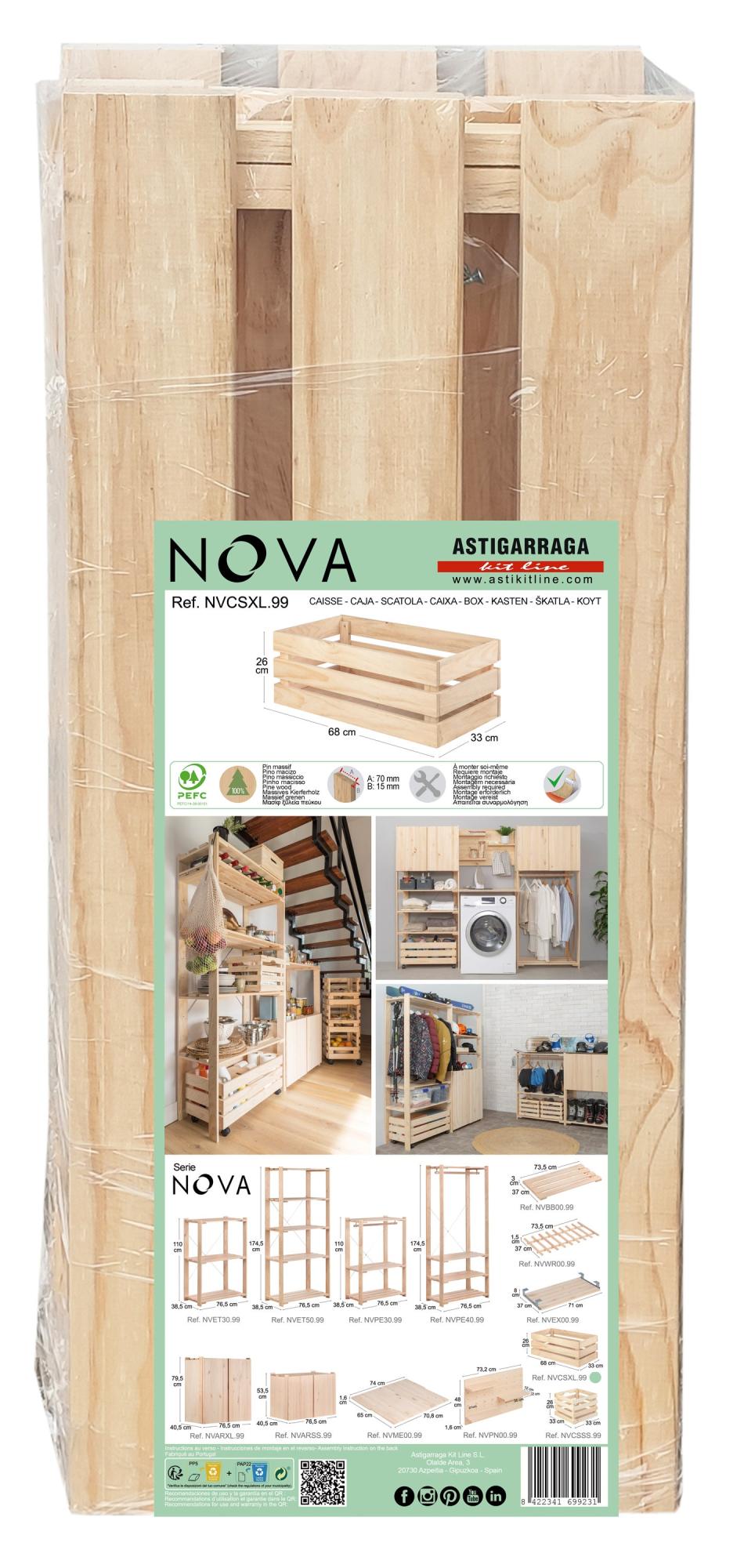 Caja de madera de 26x68x33 cm y capacidad de 58L Leroy Merlin