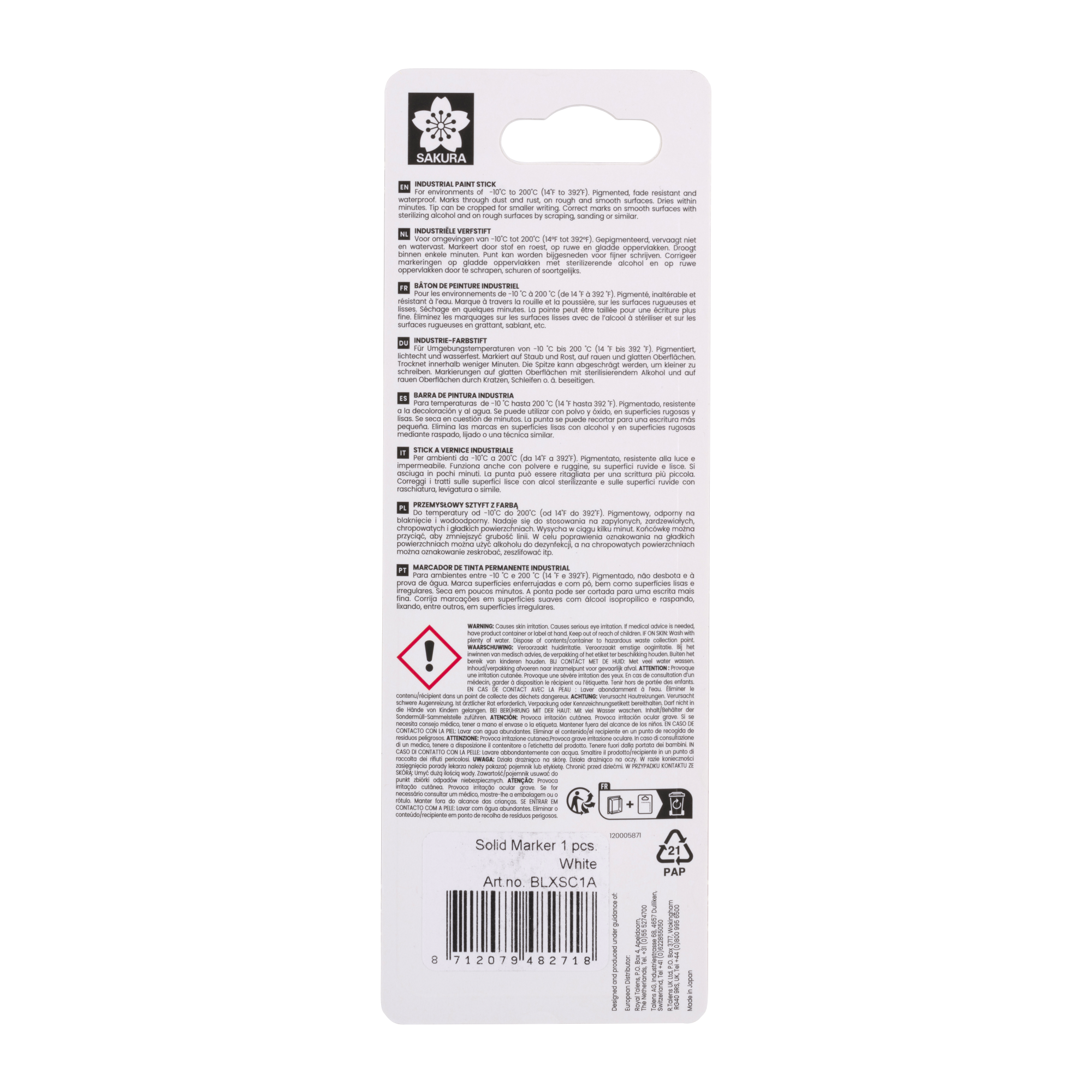 Blister marcador solid marker blanco sakura TALENS Leroy Merlin