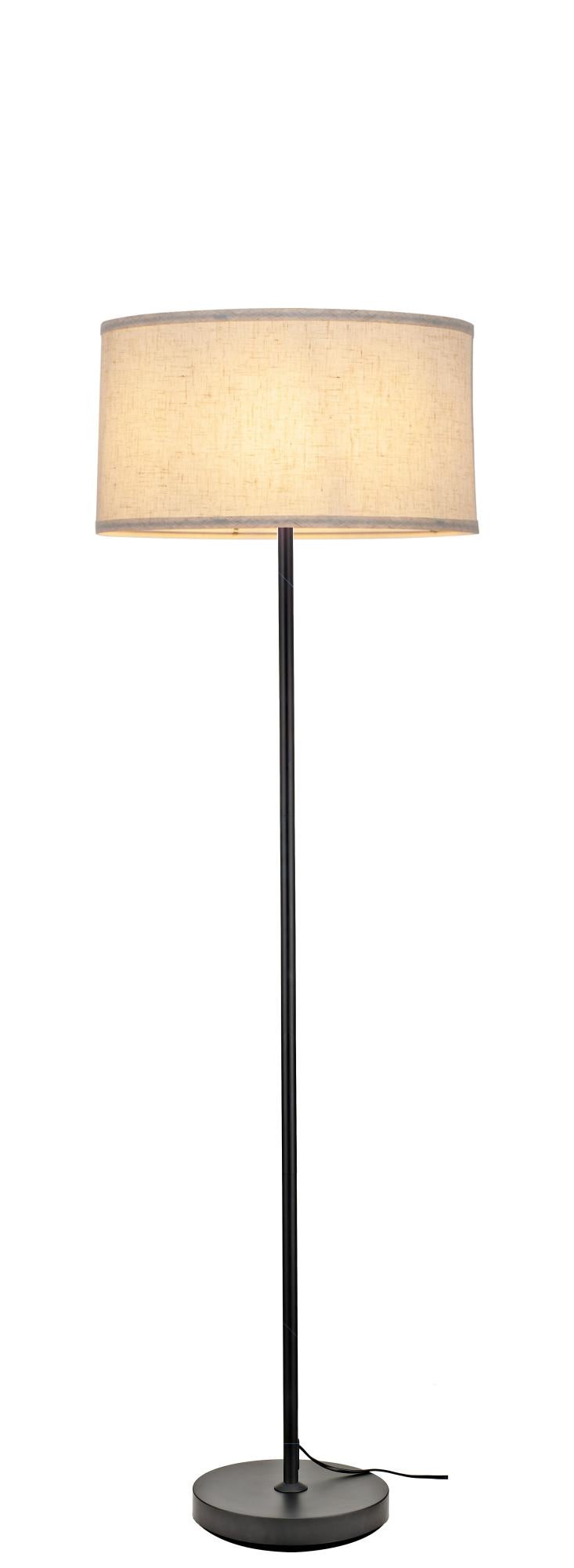 Lámpara de pie lino e27 natural y negro 150 cm alto