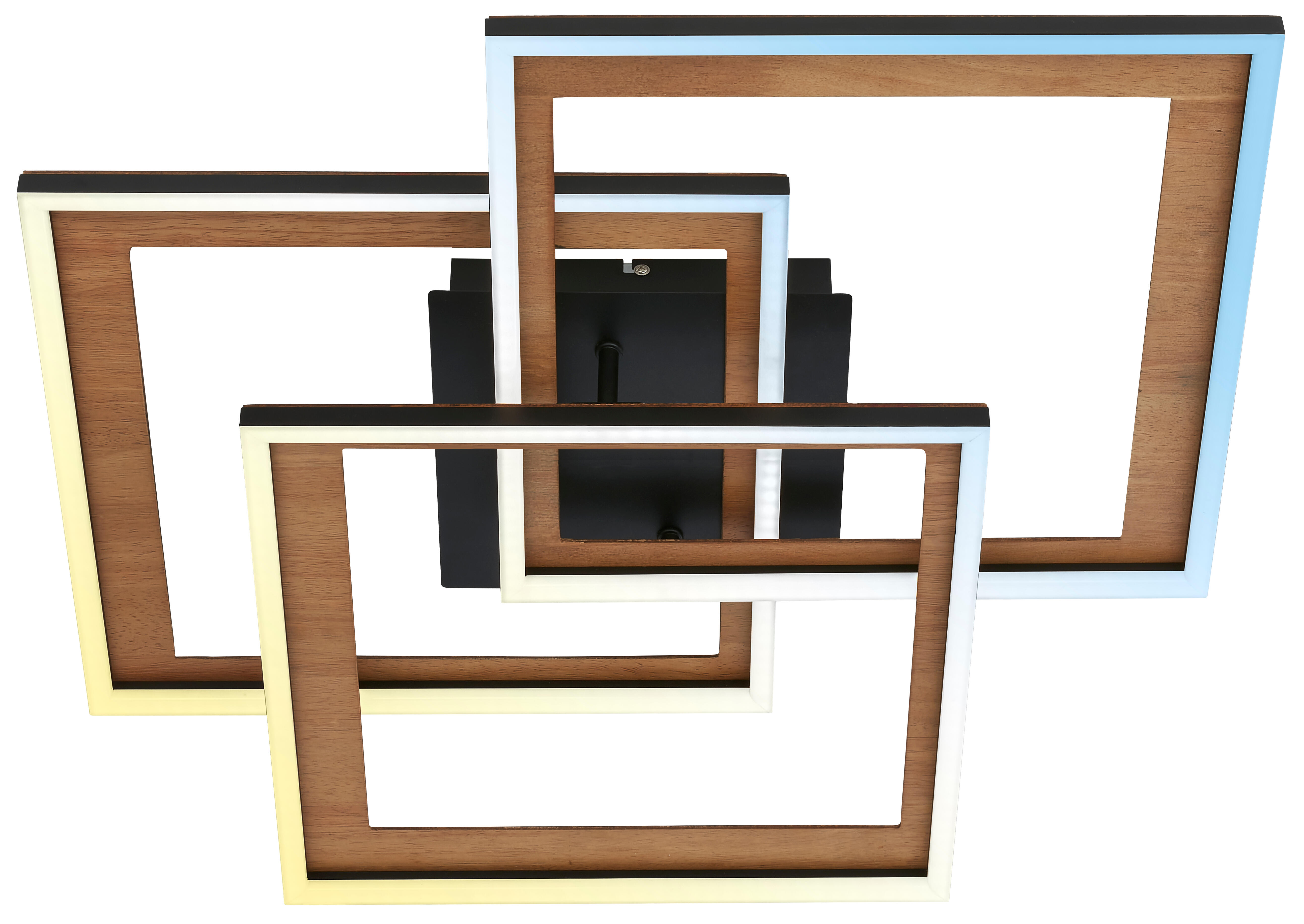 Plafón led frame briloner 45w negro madera color luz regulable con mando