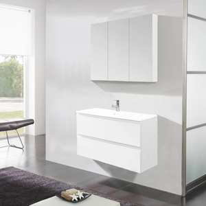 Mueble camerino con 2 puertas para baño con módulo de espejo y estantes en  color blanco brillo con medidas: 60 x 65 x 21 cm