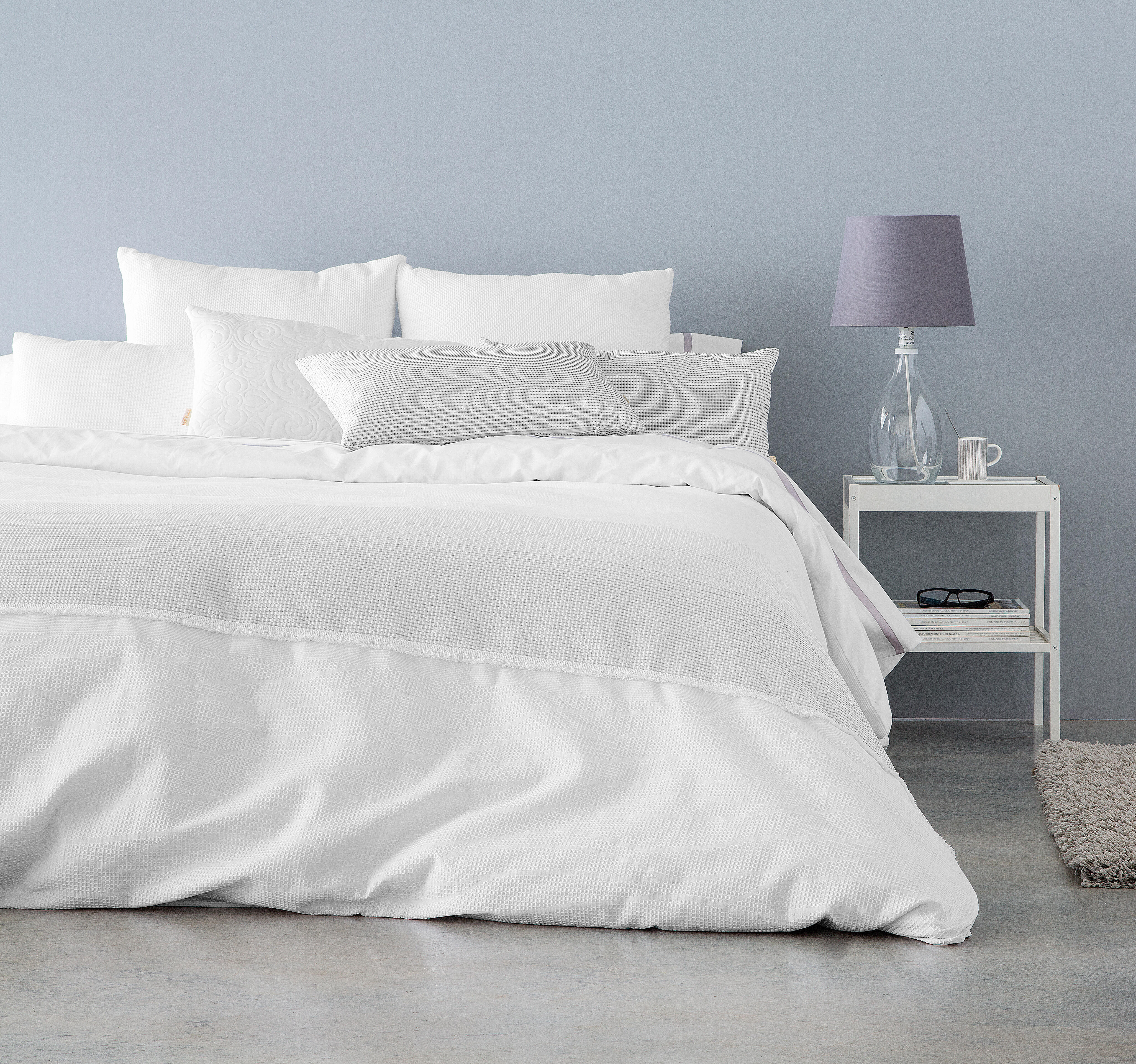Funda nórdica varua poliéster 200 hilos blanco cama de 105 cm