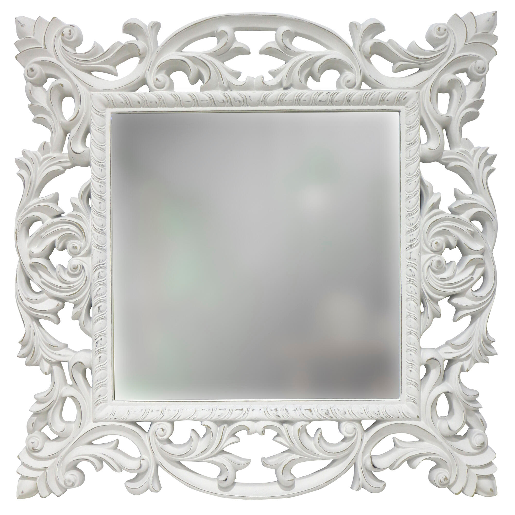 Espejo enmarcado cuadrado pizarro blanco 98 x 98 cm