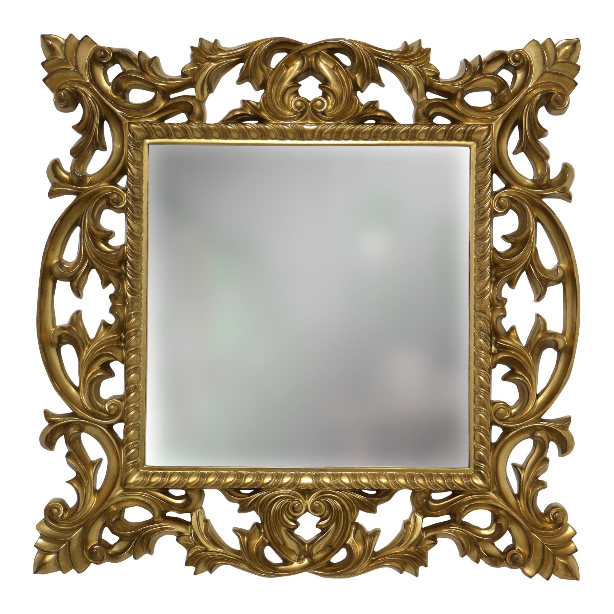 Espejo enmarcado cuadrado pizarro dorado 98 x 98 cm