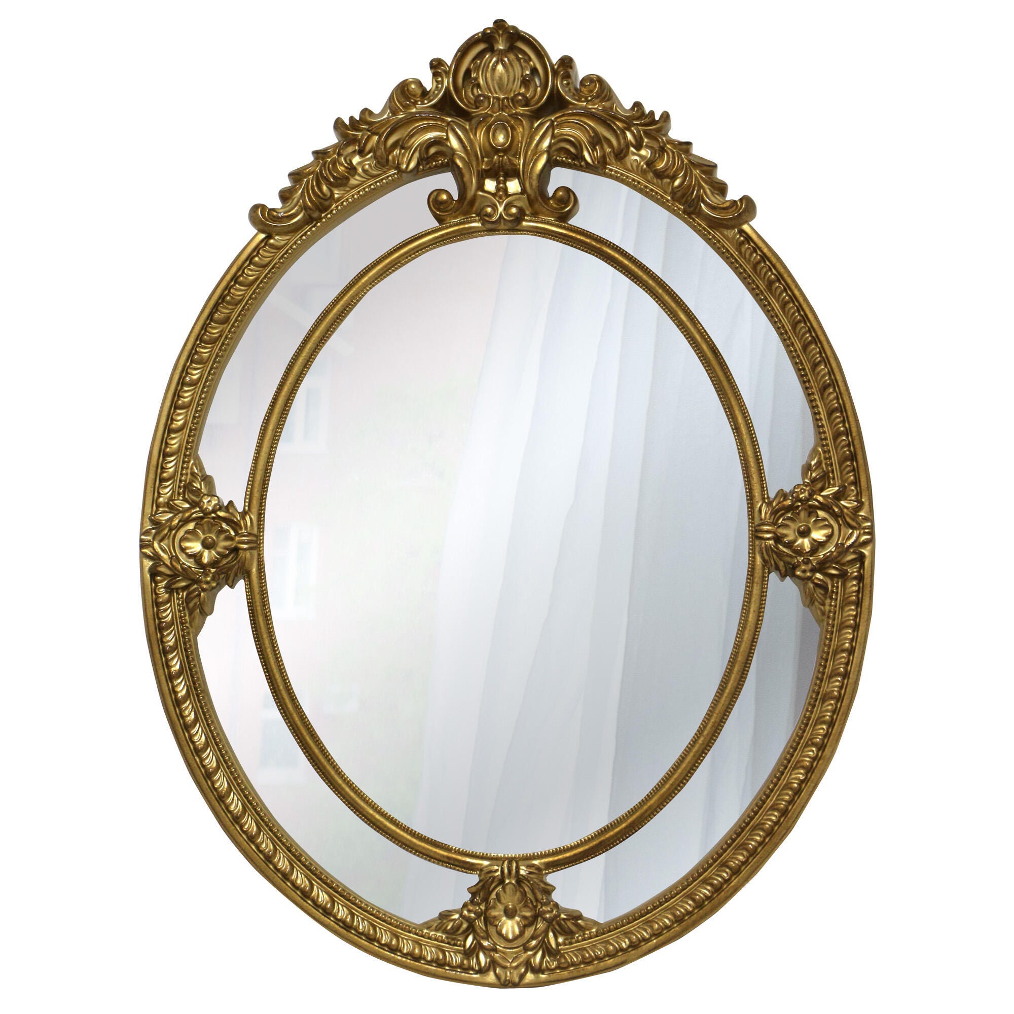 Espejo enmarcado Metal ovalado dorado 90 x 42.5 cm