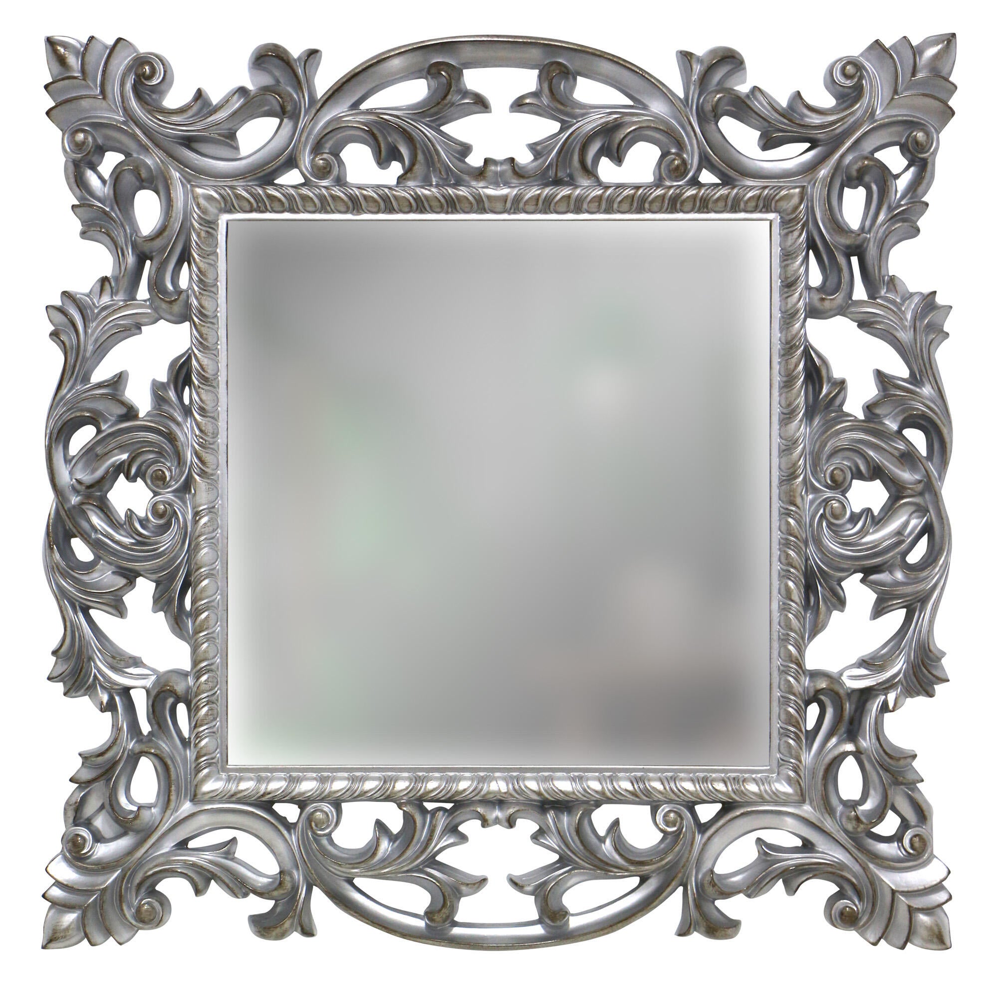 Espejo enmarcado cuadrado pizarro plata 98 x 98 cm