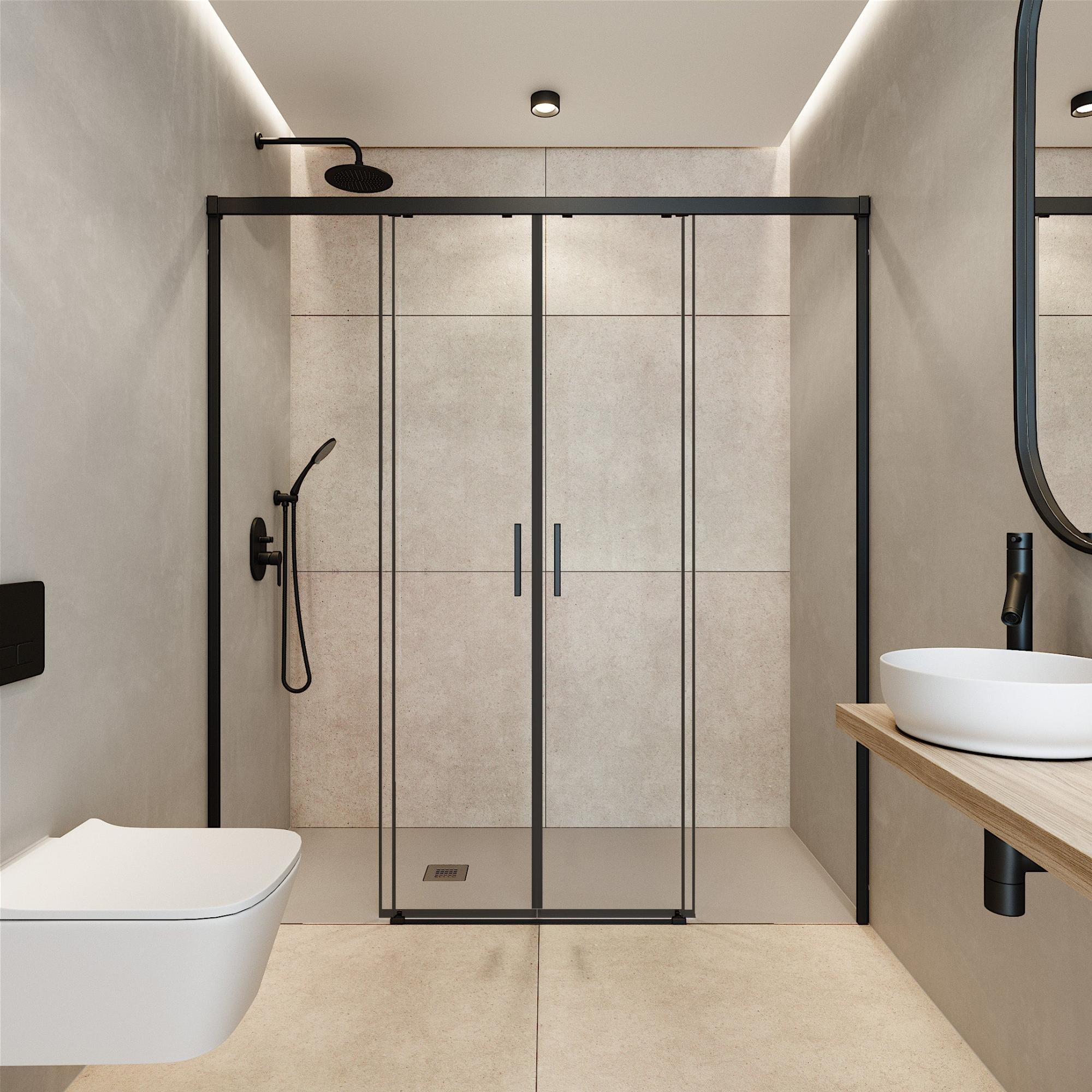 Mampara corredera urban transparente perfil negro 167x200 cm de la marca Vanguard