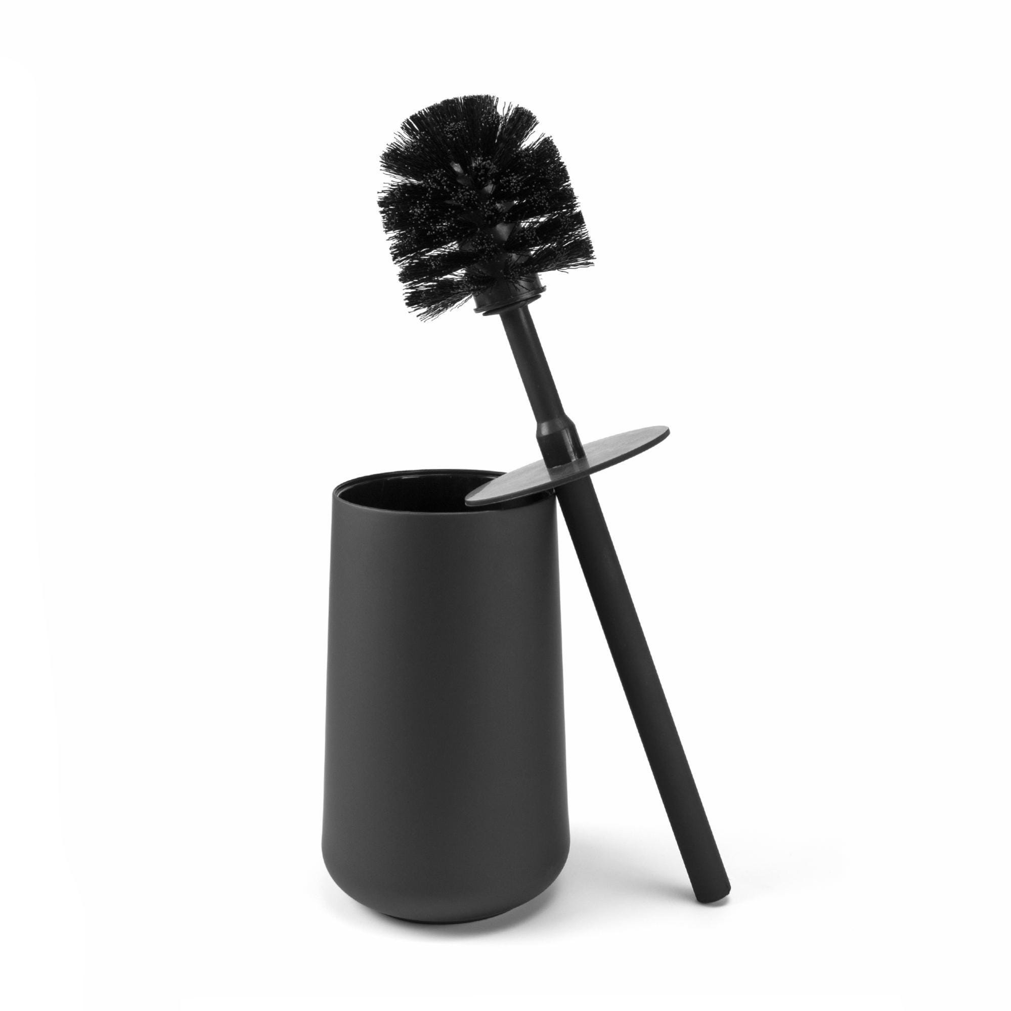 Escobilla de baño con escobillero fabricado de acero inoxidable color  plateado y negro HI