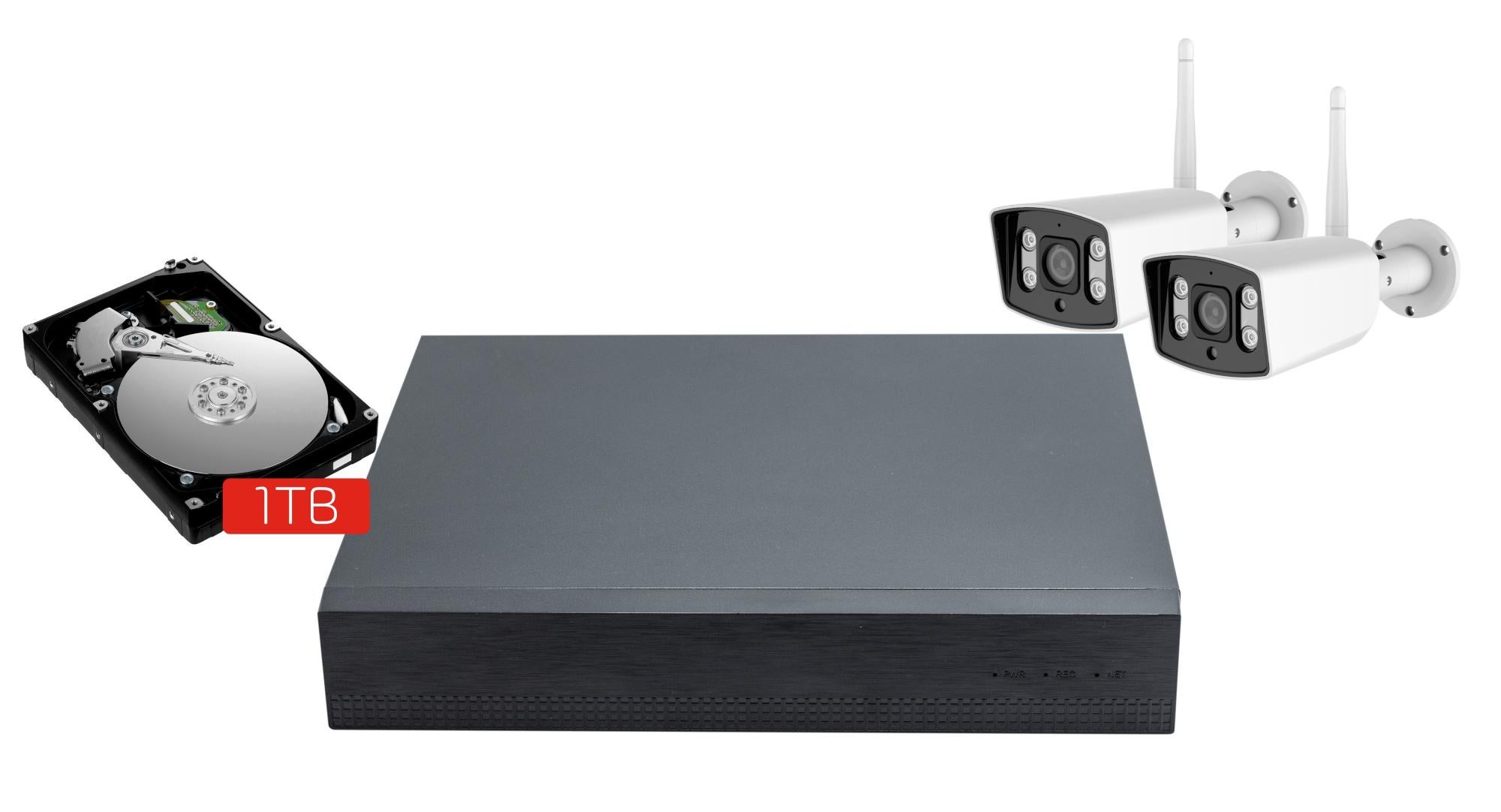 Kit de videovigilancia energeeks grabador nvr 8 canales + 1tb + 2 cam ext