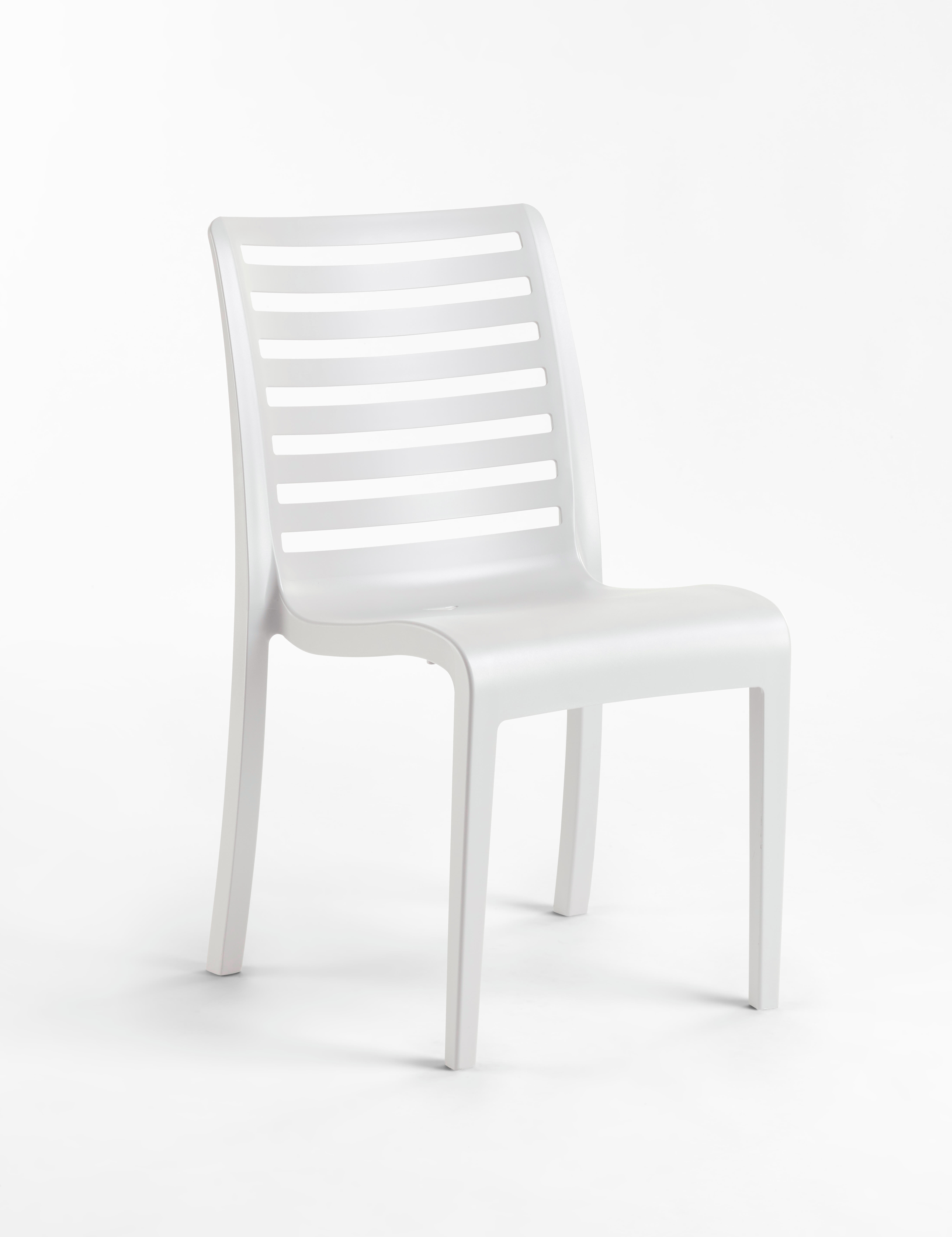 Silla de jardín sin cojín de resina inyectada, polipropileno slat silla blanco