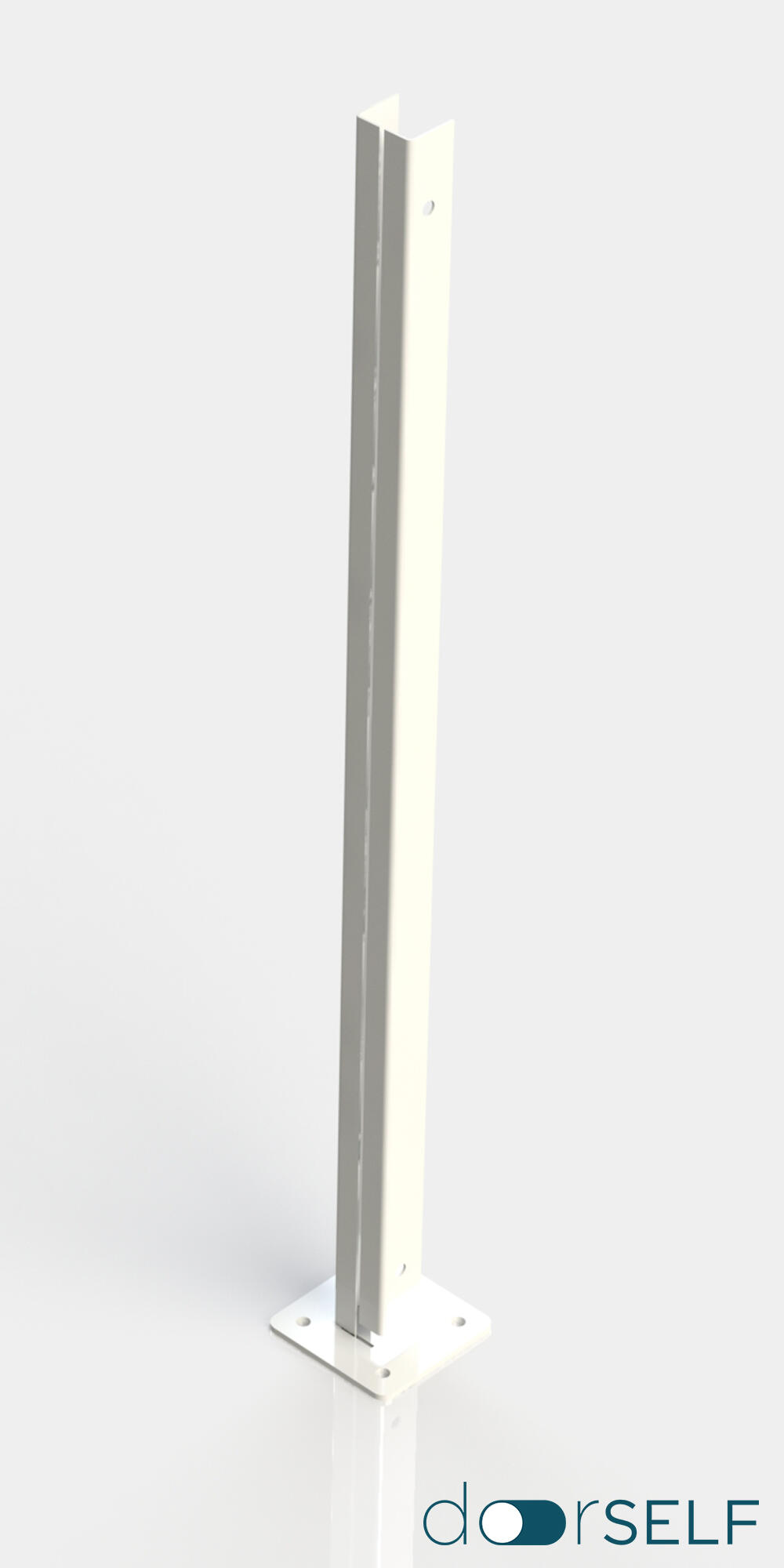 Poste de atornillar ajustable para valla de acero blanco de 4 x 4 x 100,5 cm