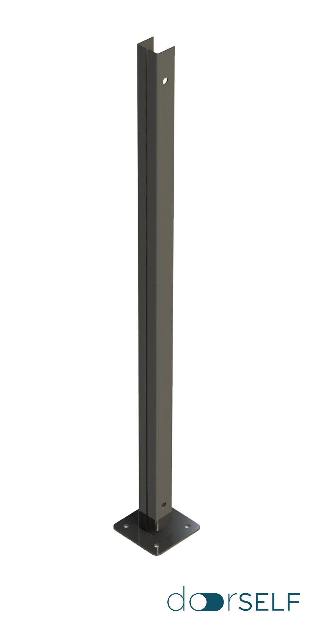 Poste de atornillar ajustable para valla de acero gris forja de 4 x 4 x 100,5 cm