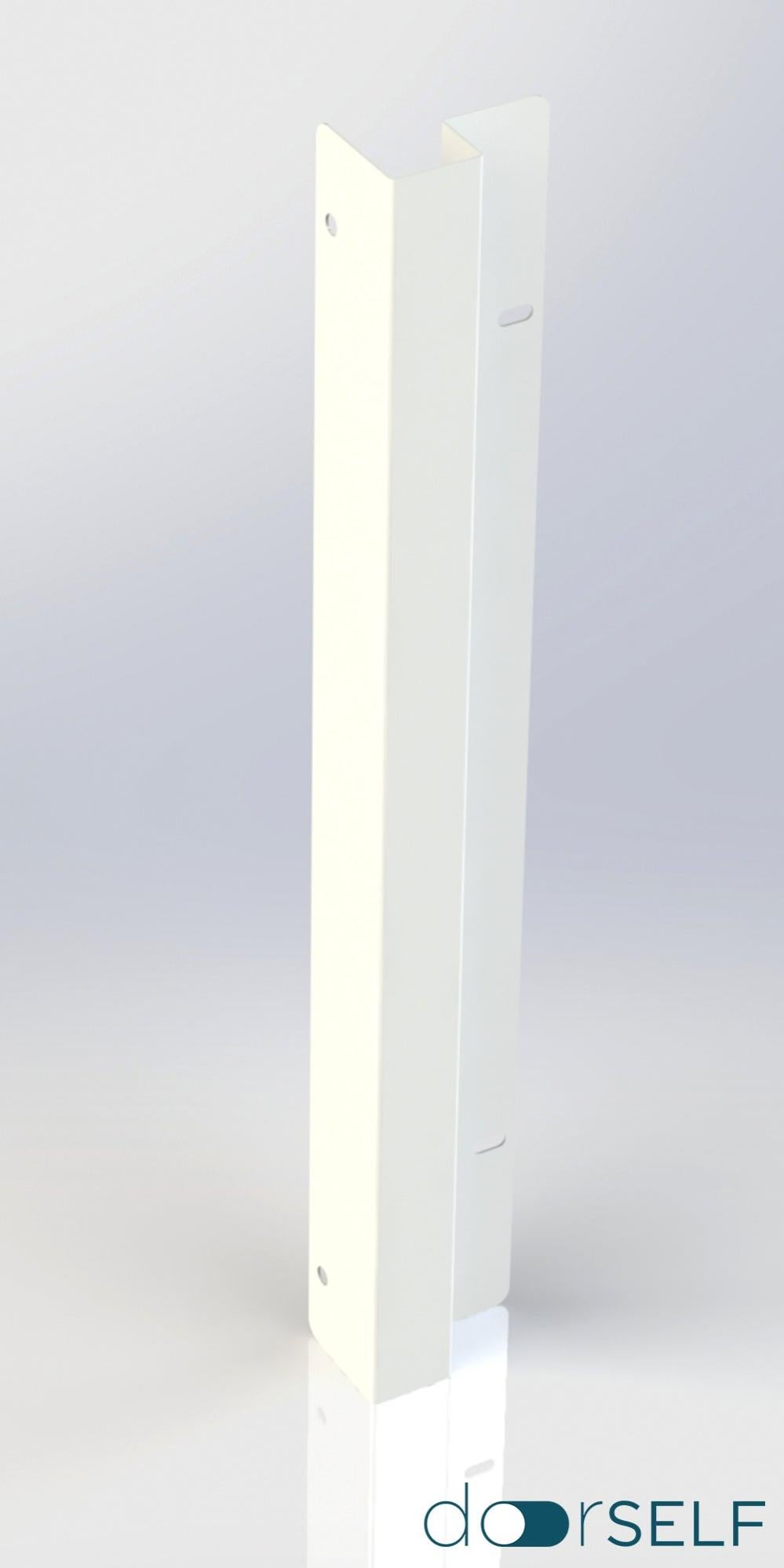Poste para anclaje lateral para valla de acero blanco de 11 x 7.5 x 74.3 cm