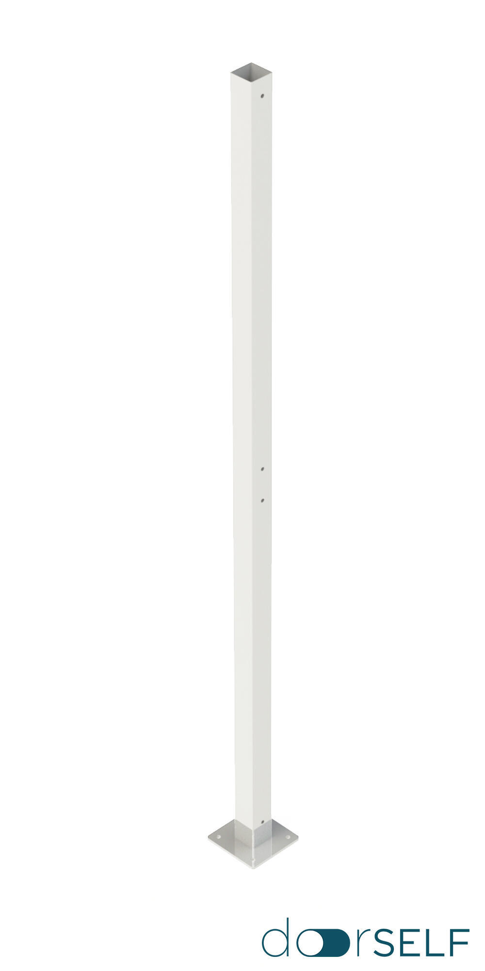 Poste de inicio de atornillar para valla de acero blanco de 6 x 6 x 20 cm