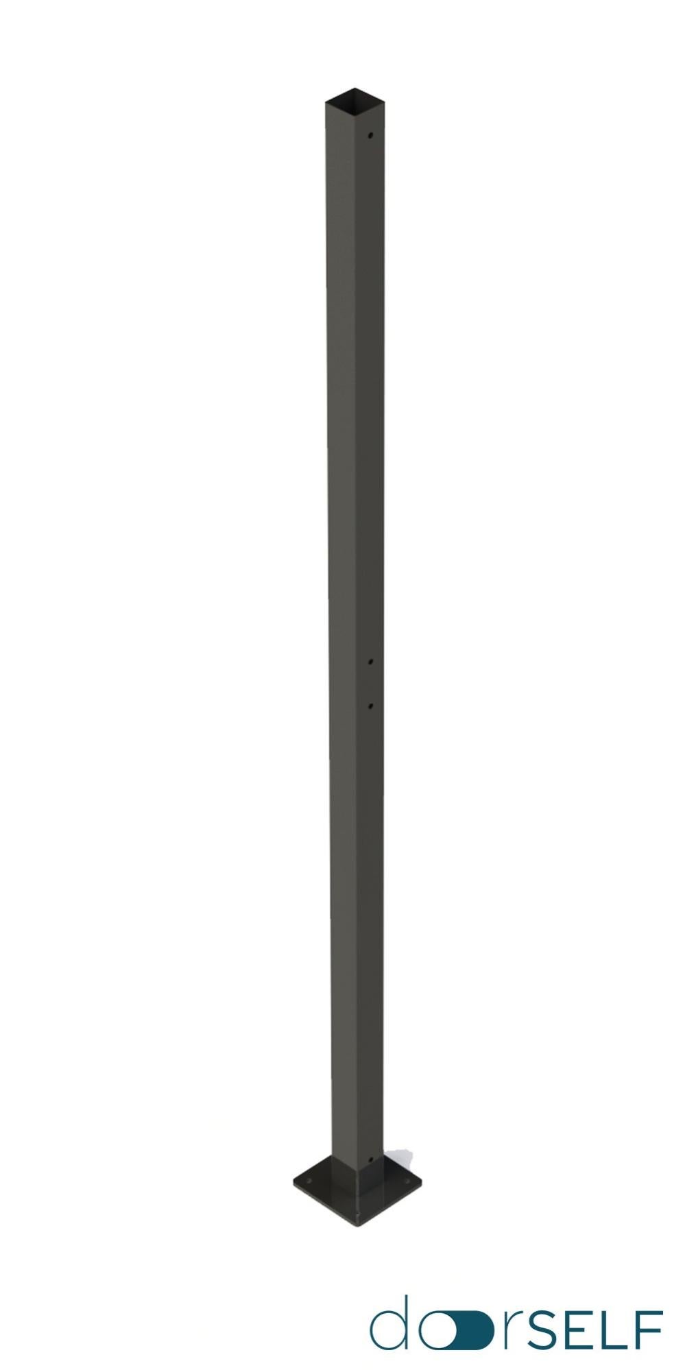 Poste de inicio de atornillar para valla de acero gris forja de 6 x 6 x 20 cm