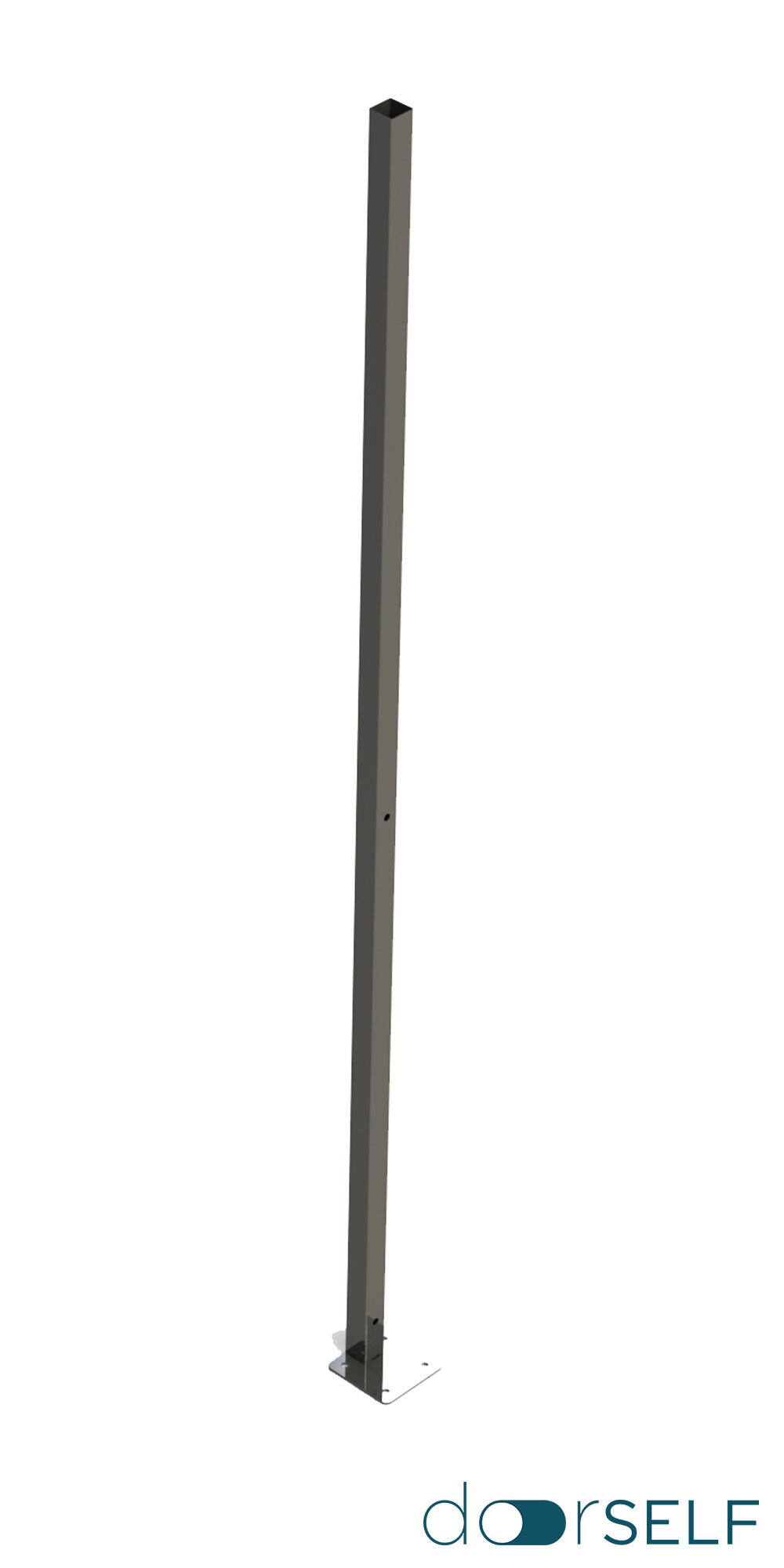 Poste de atornillar para valla de acero gris forja de 4 x 4 x 20 cm