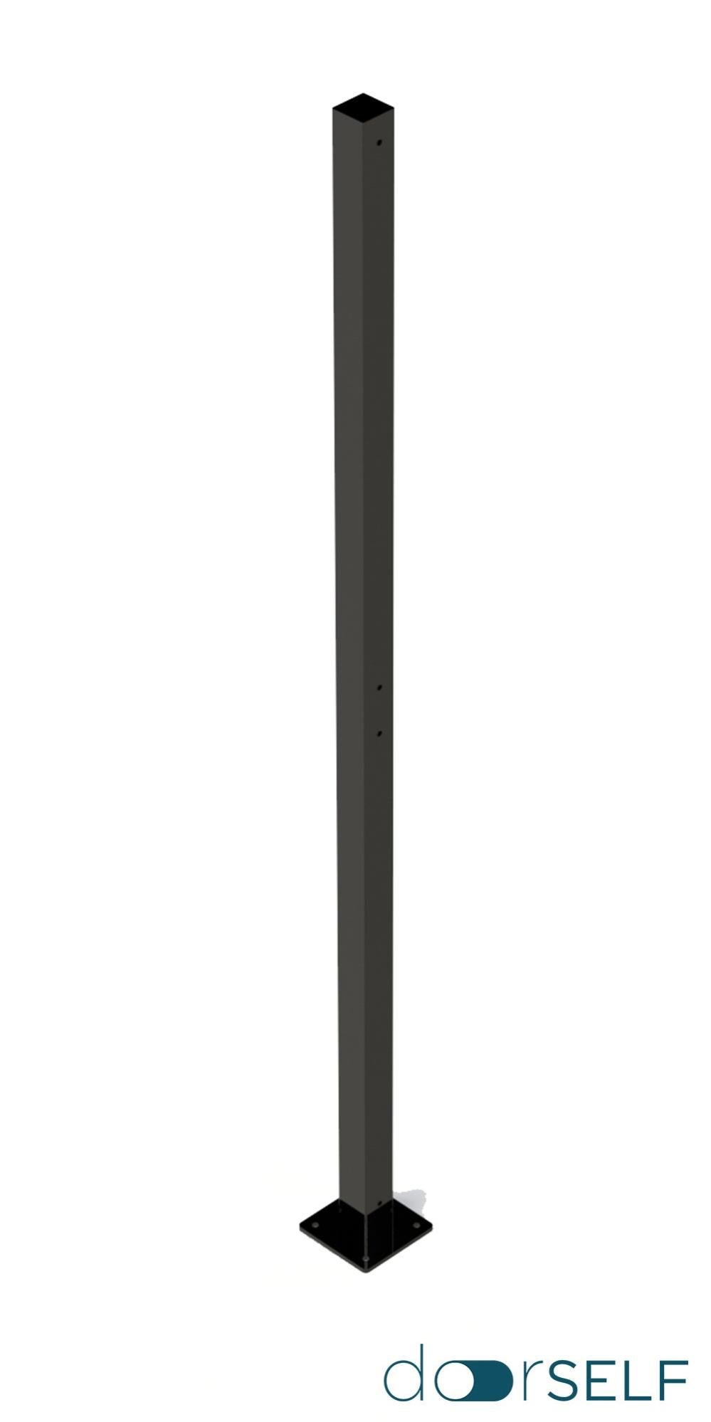 Poste de inicio de atornillar para valla de acero negro de 6 x 6 x 20 cm
