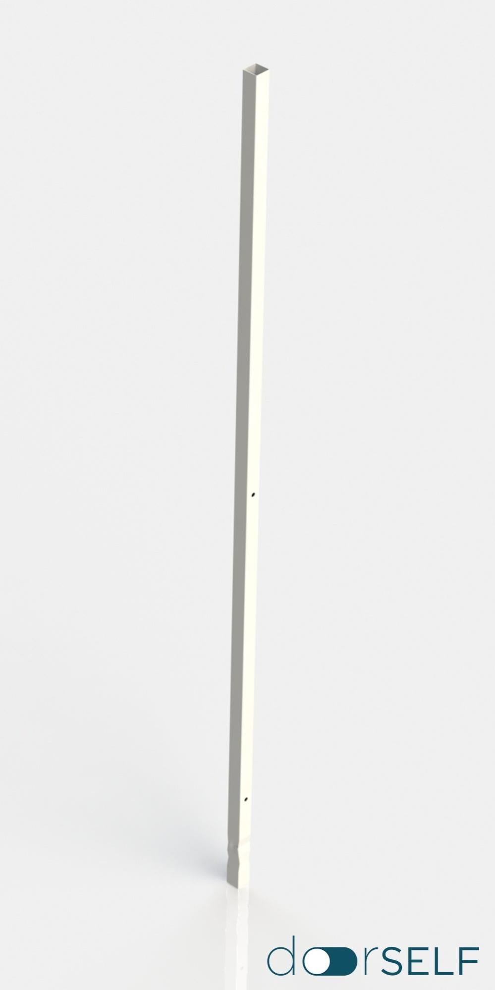 Poste de encastrar para valla de acero blanco de 4 x 4 x 22 cm