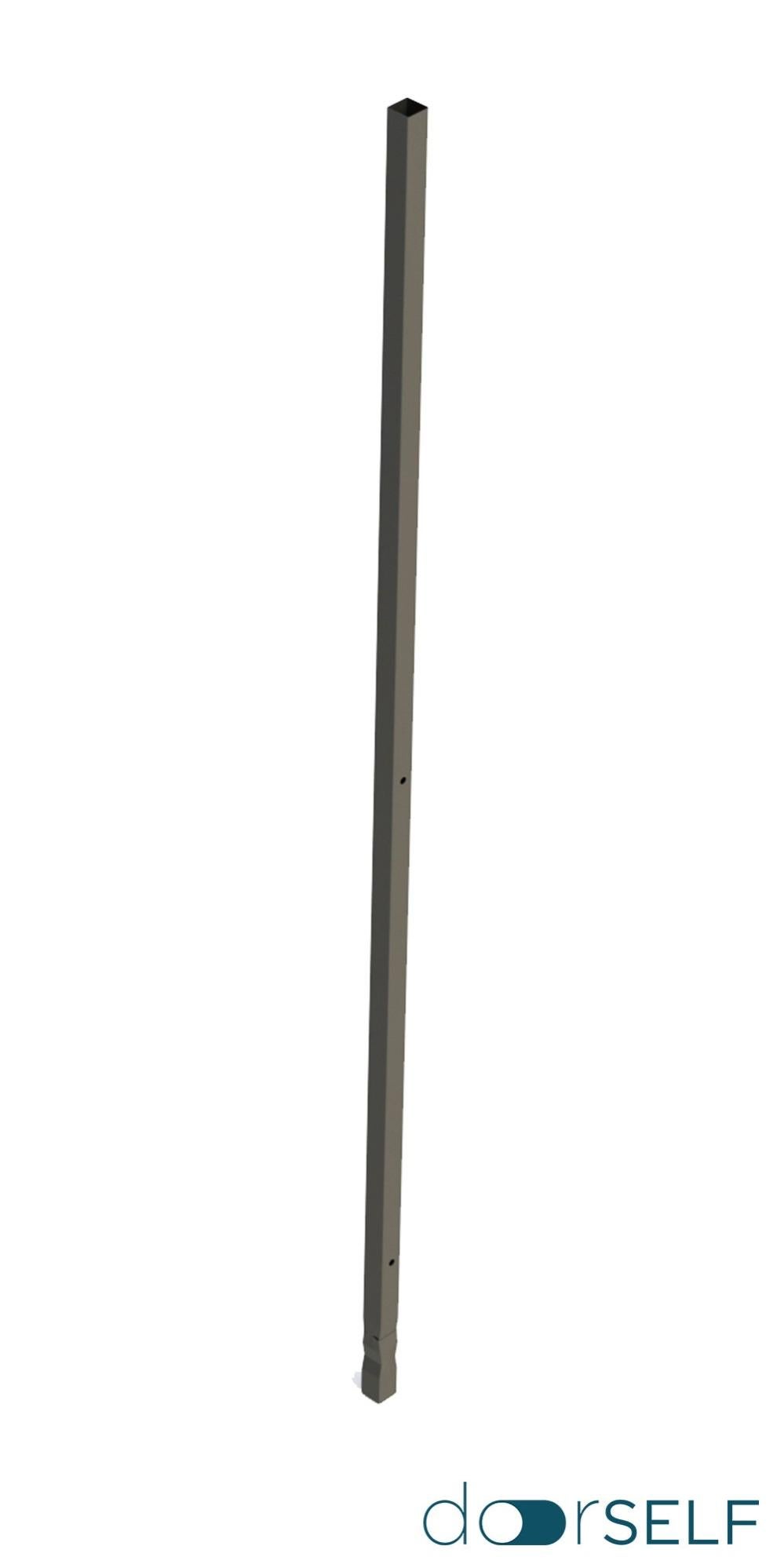 Poste de encastrar para valla de acero gris forja de 4 x 4 x 22 cm