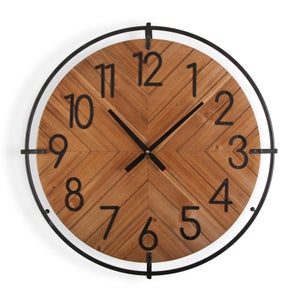 Reloj de pared Ø60 cm - Madera/Negro - THE SECRET HOME