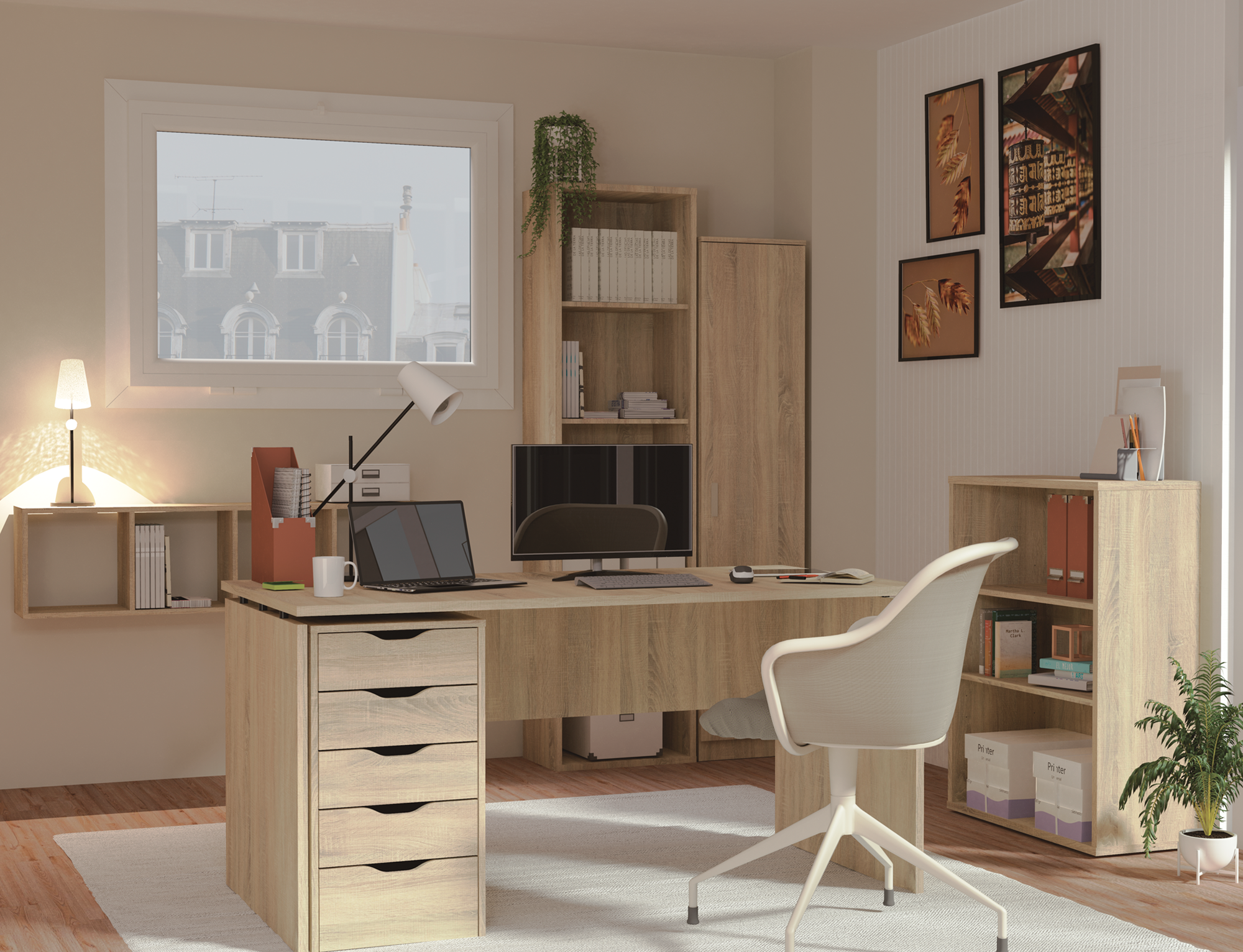 Mesa escritorio rivoli roble 155x68x76 cm de la marca Sin marca