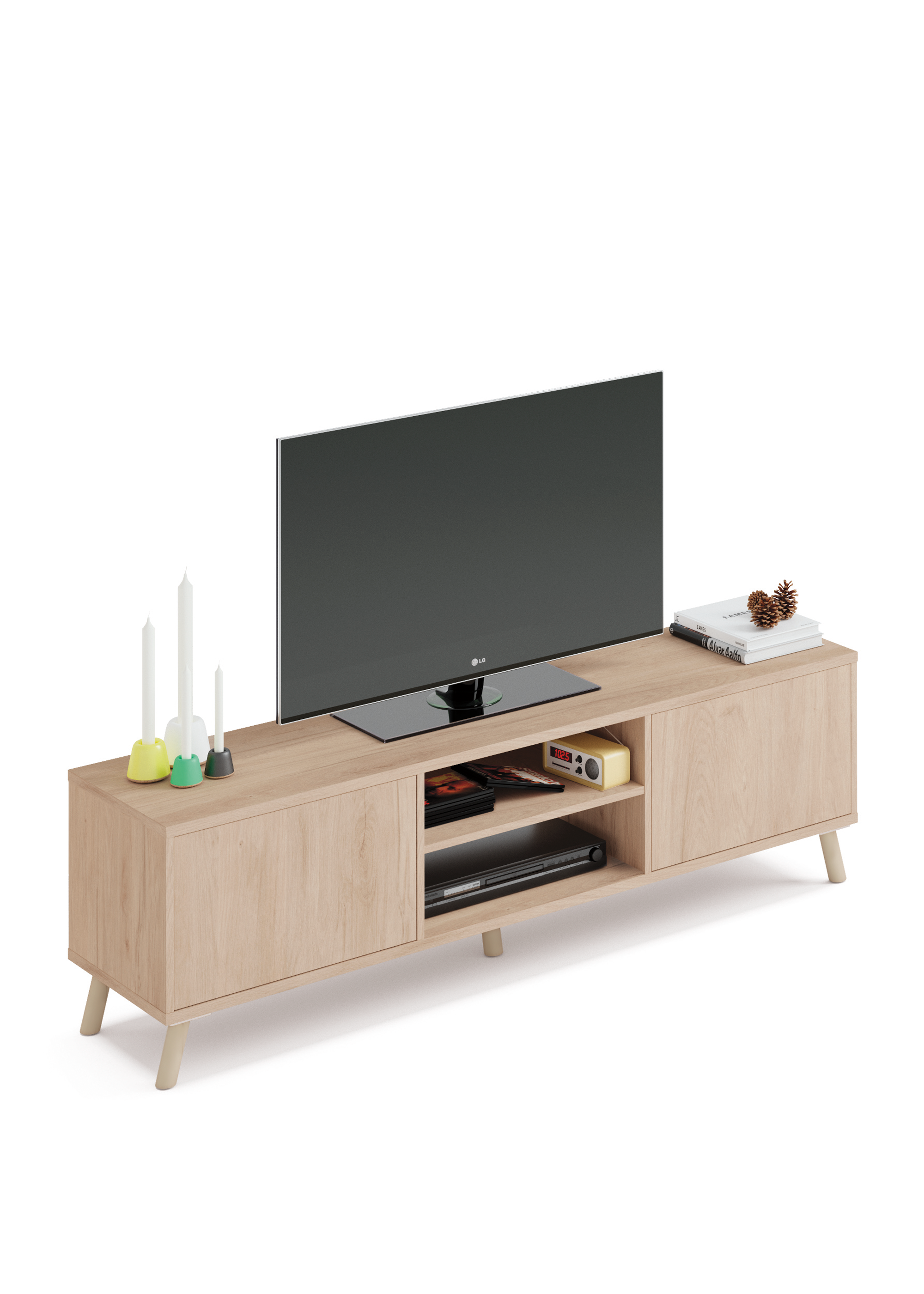 Composición De Salón Con Mueble Tv + Aparador Alto, Nordic - Ness 5 con  Ofertas en Carrefour