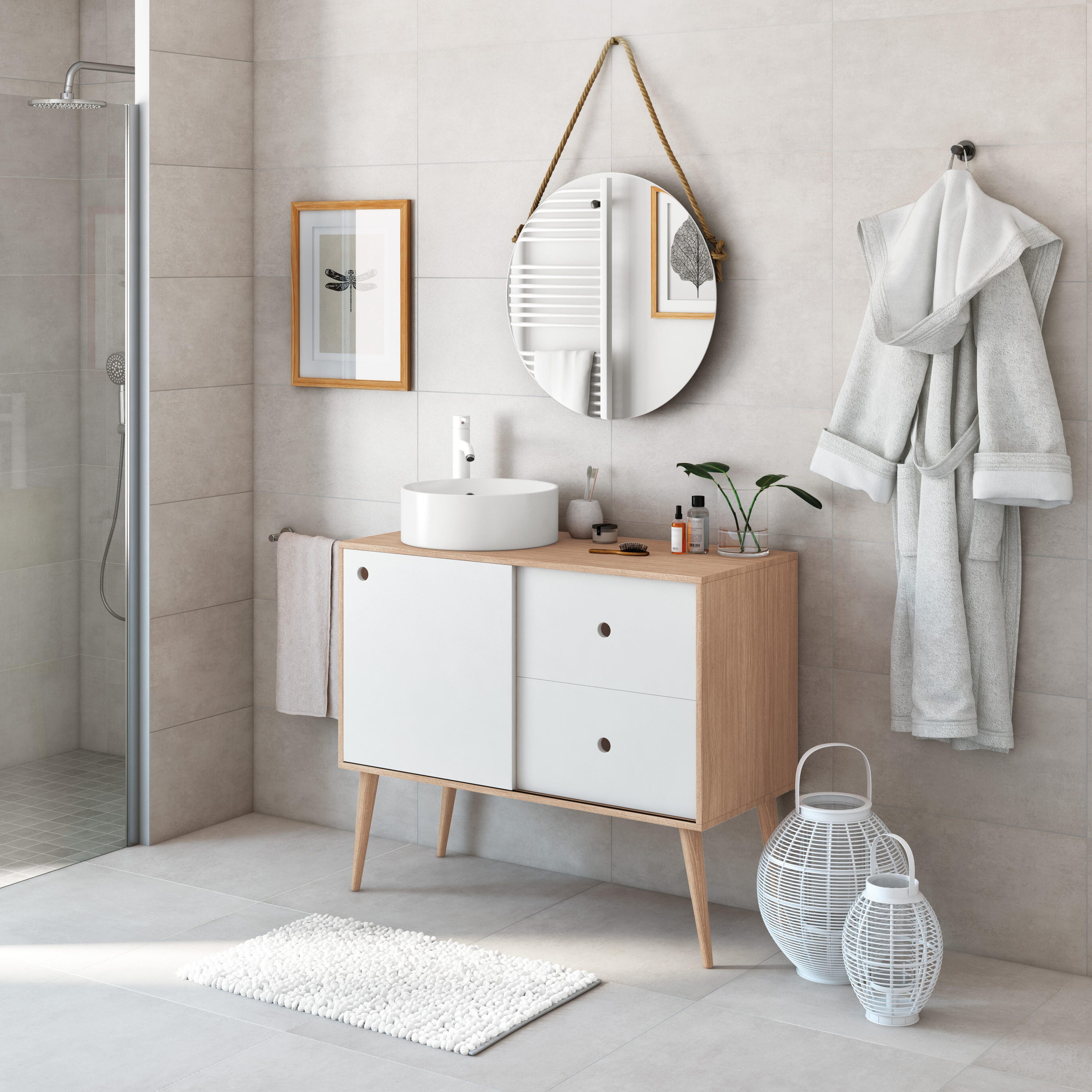 Mueble de baño con lavabo Danes blanco 80x45 cm