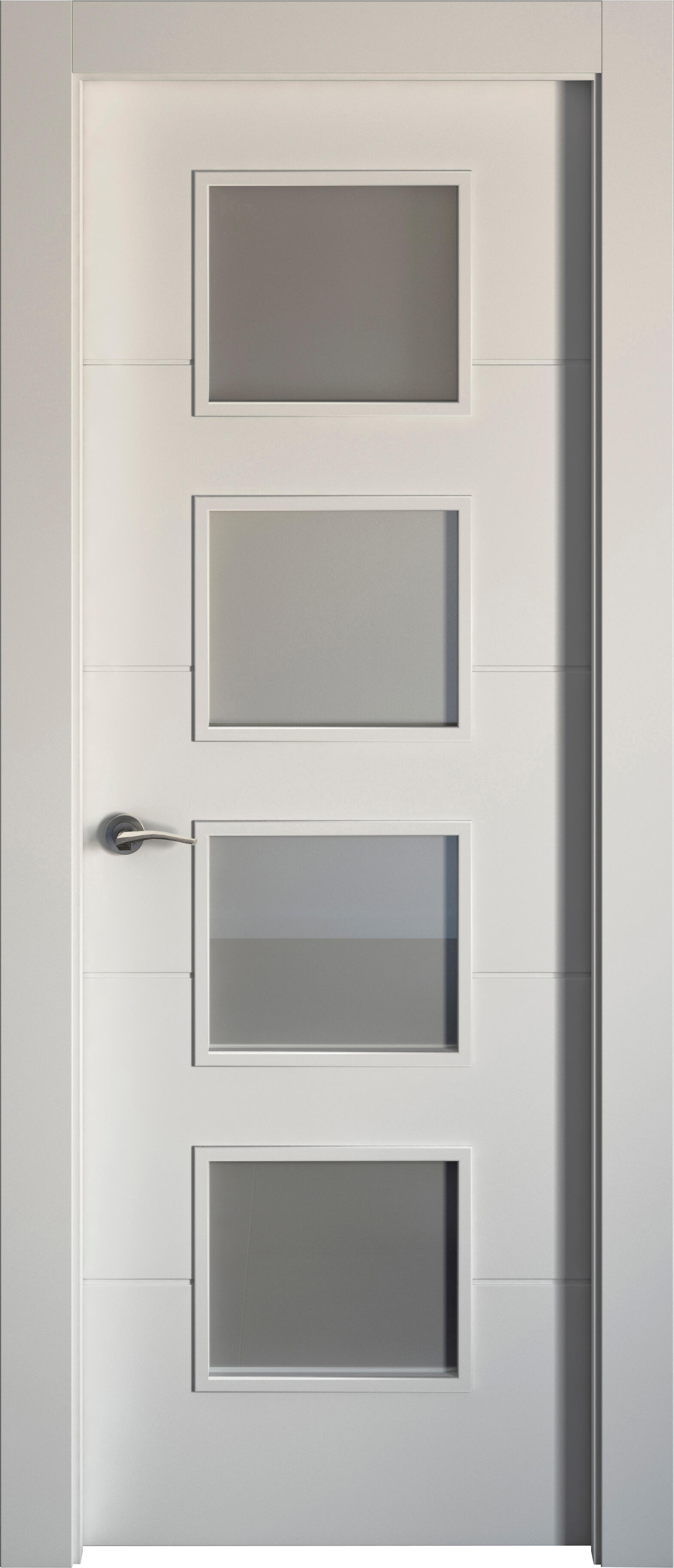 Puerta abatible holanda blanca aero blanco derecha con cristal de 90x30 y 62.5cm