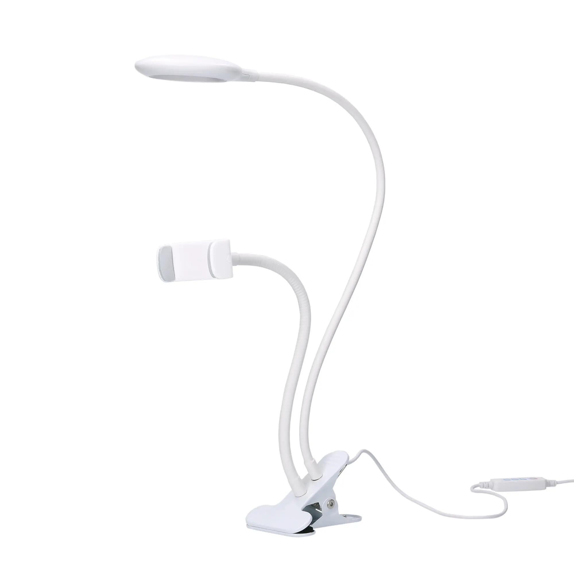 Flexo led blanco con pinza para móvil,4.8w,tono e intensidad regulable,flexible