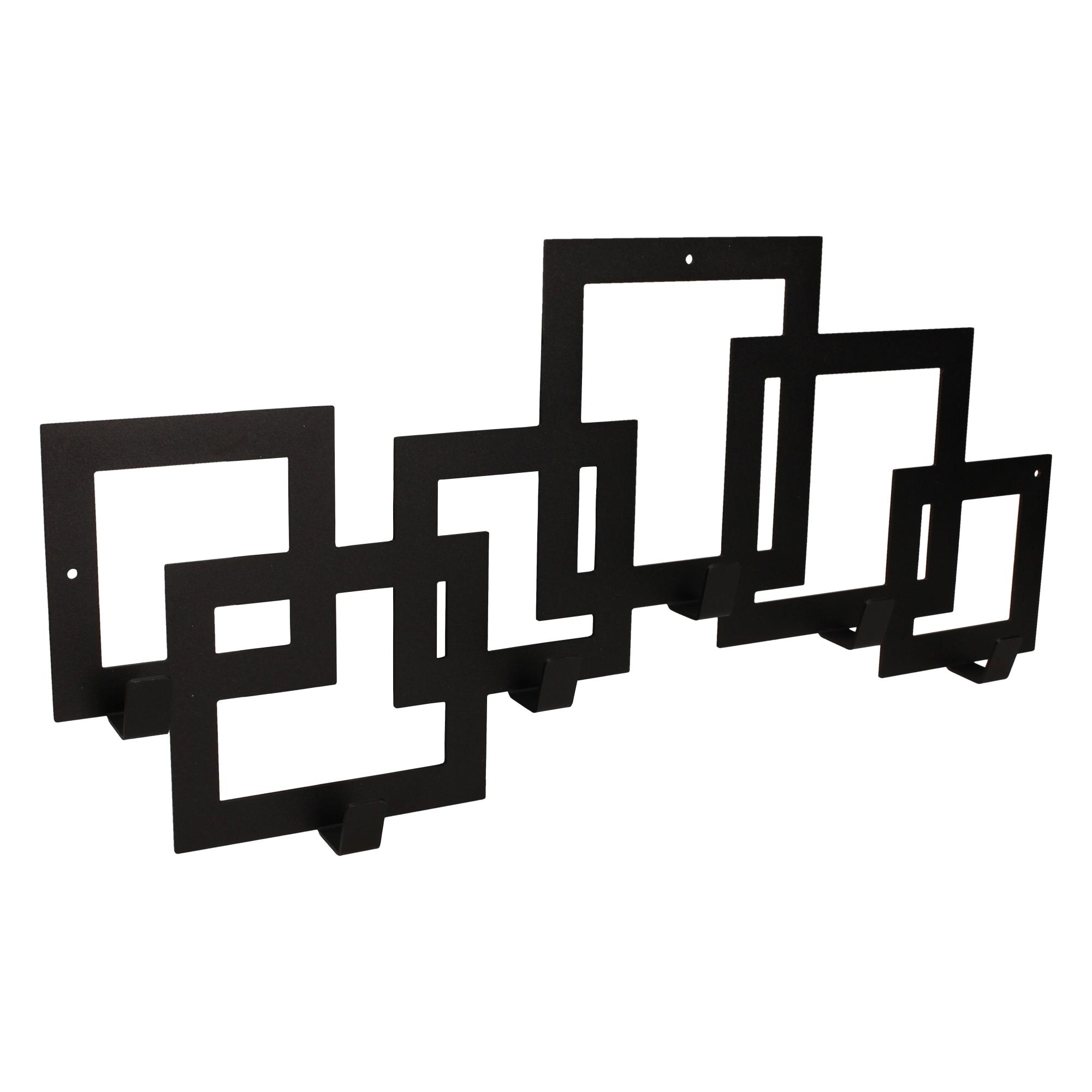 Perchero de pared en metal negro con 6 ganchos