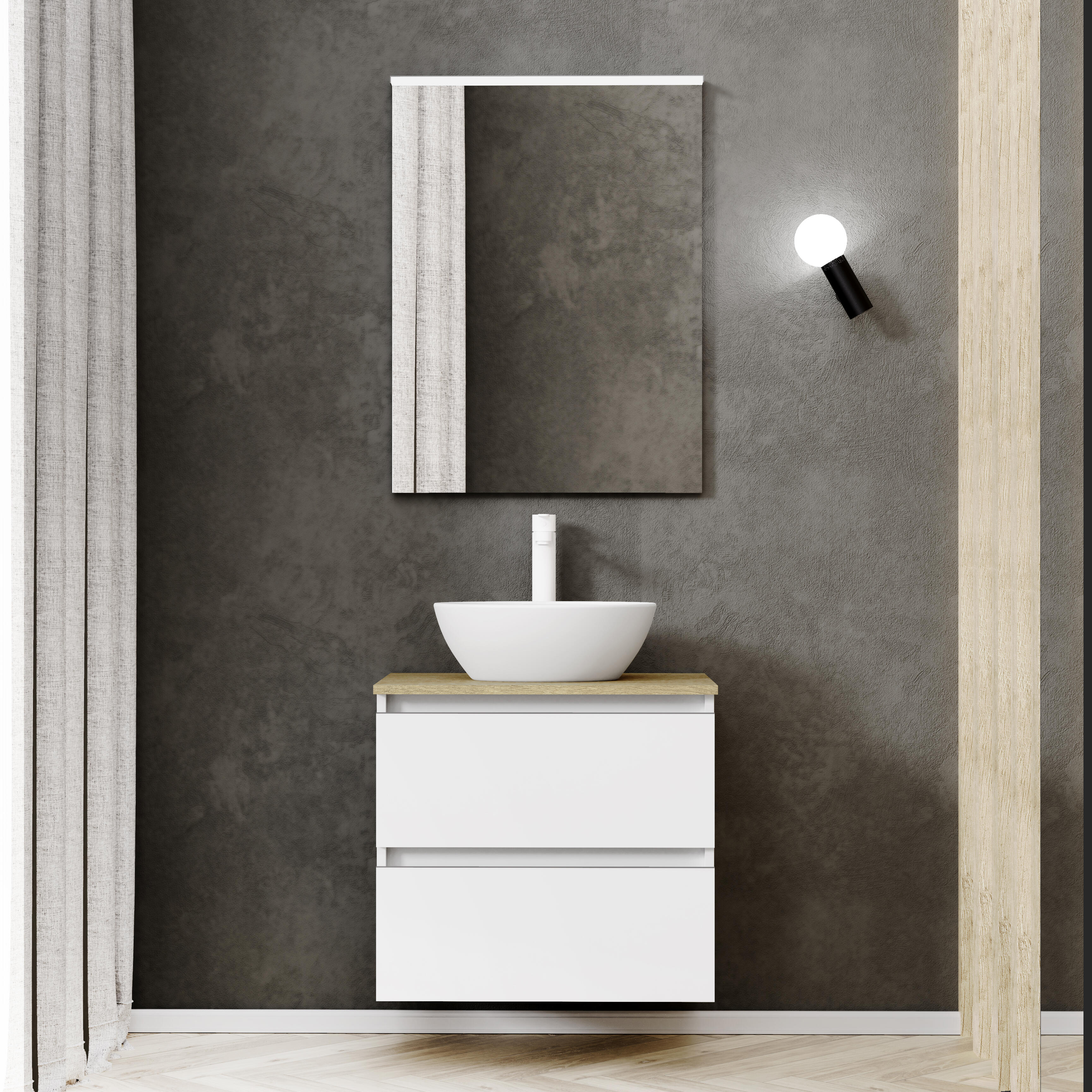 Mueble de baño con lavabo dueto blanco 60x46 cm