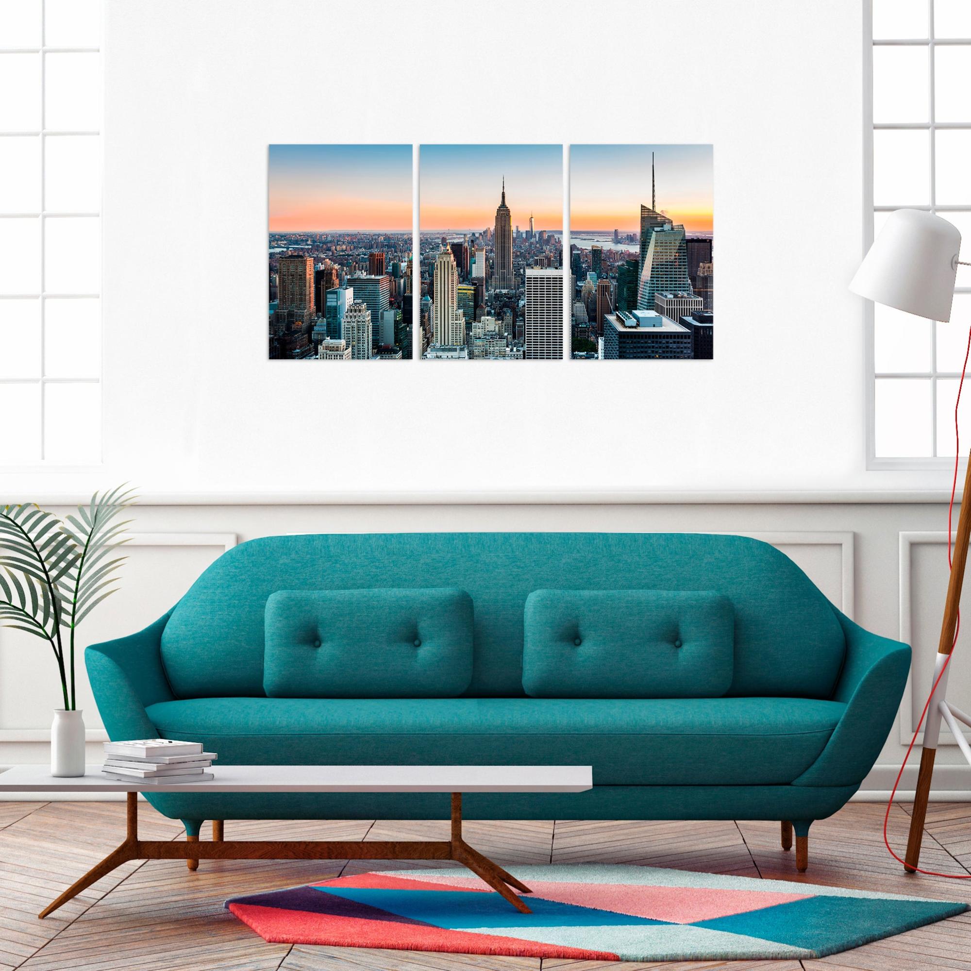 Set de 3 canvas tríptico skyline nueva york 60x120 cm