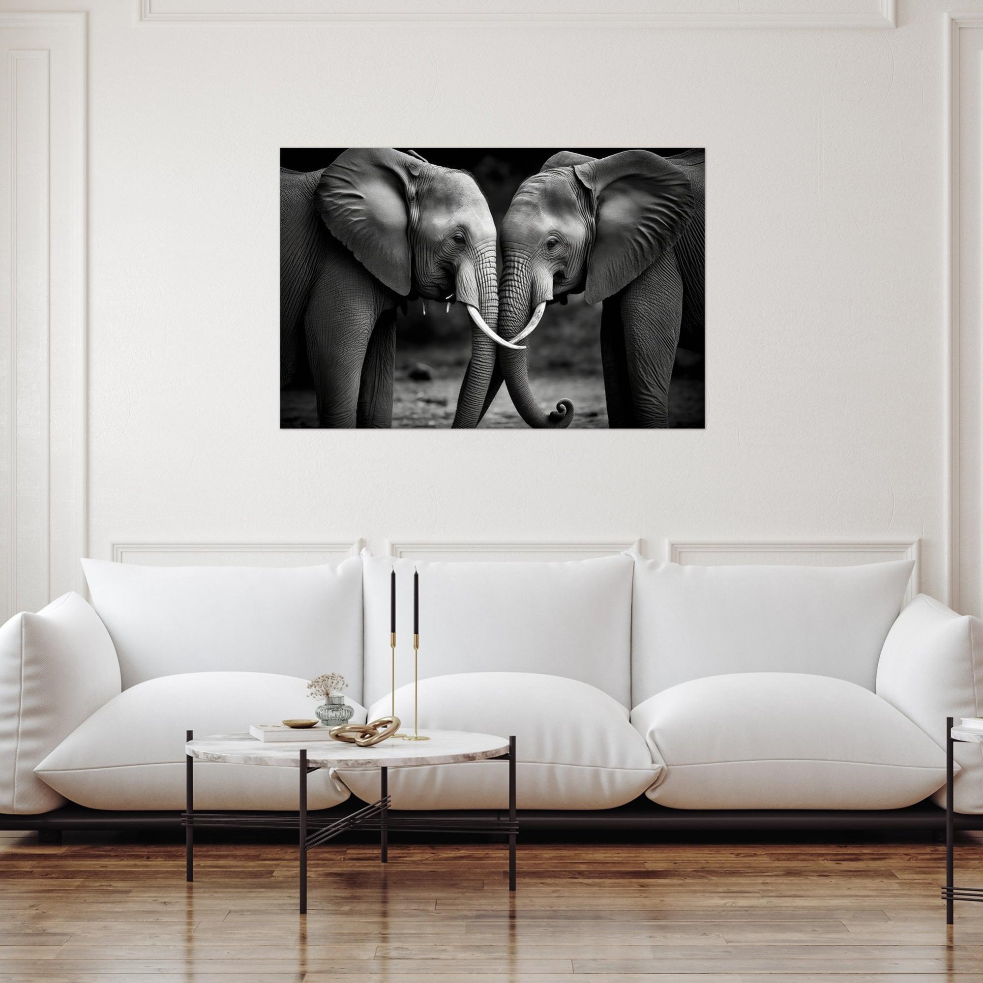 Canva elefantes blanco y negro 80x120 cm