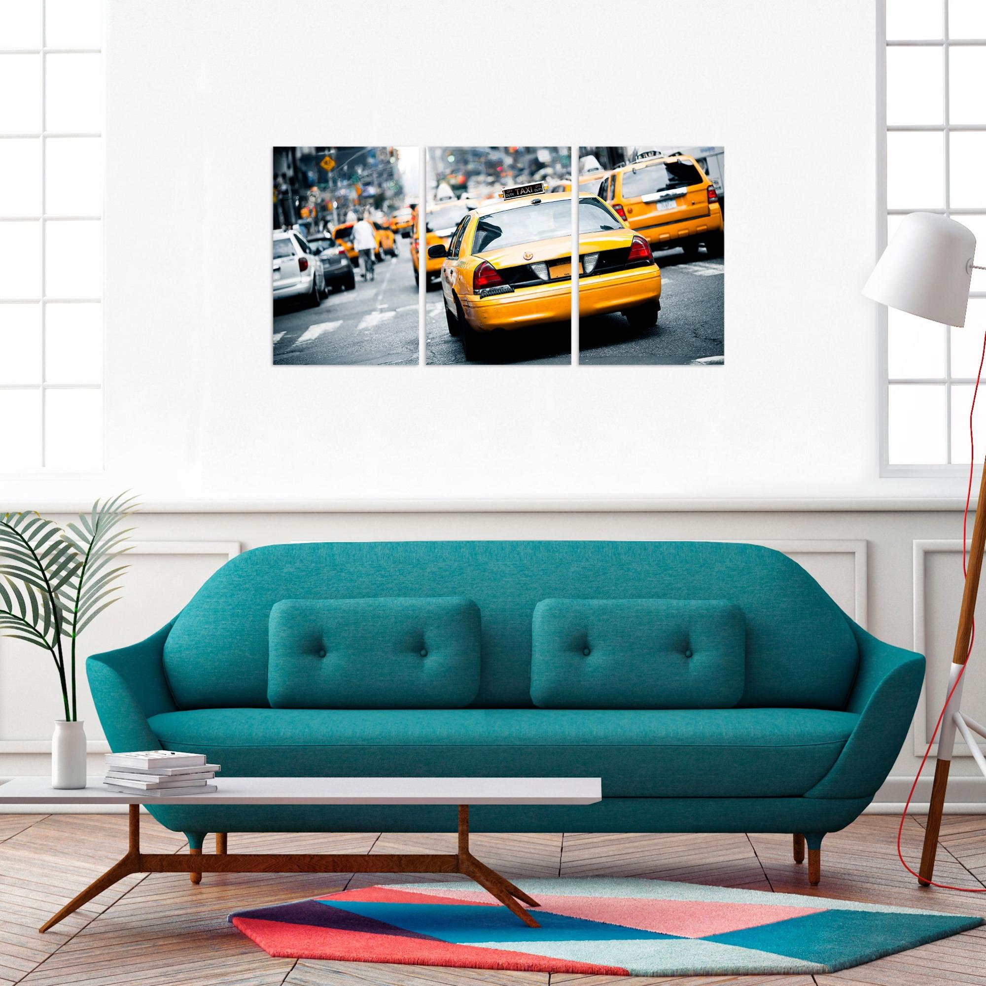 Set de 3 canvas tríptico nueva york taxi 60x120 cm