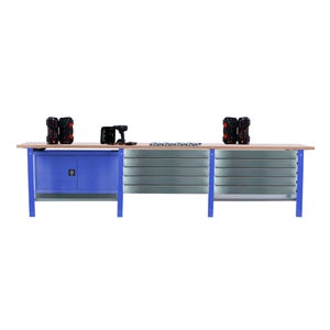 vidaXL Banco de trabajo con tablero de clavijas y cajón, mesa de acero,  almacenamiento de taller de garaje