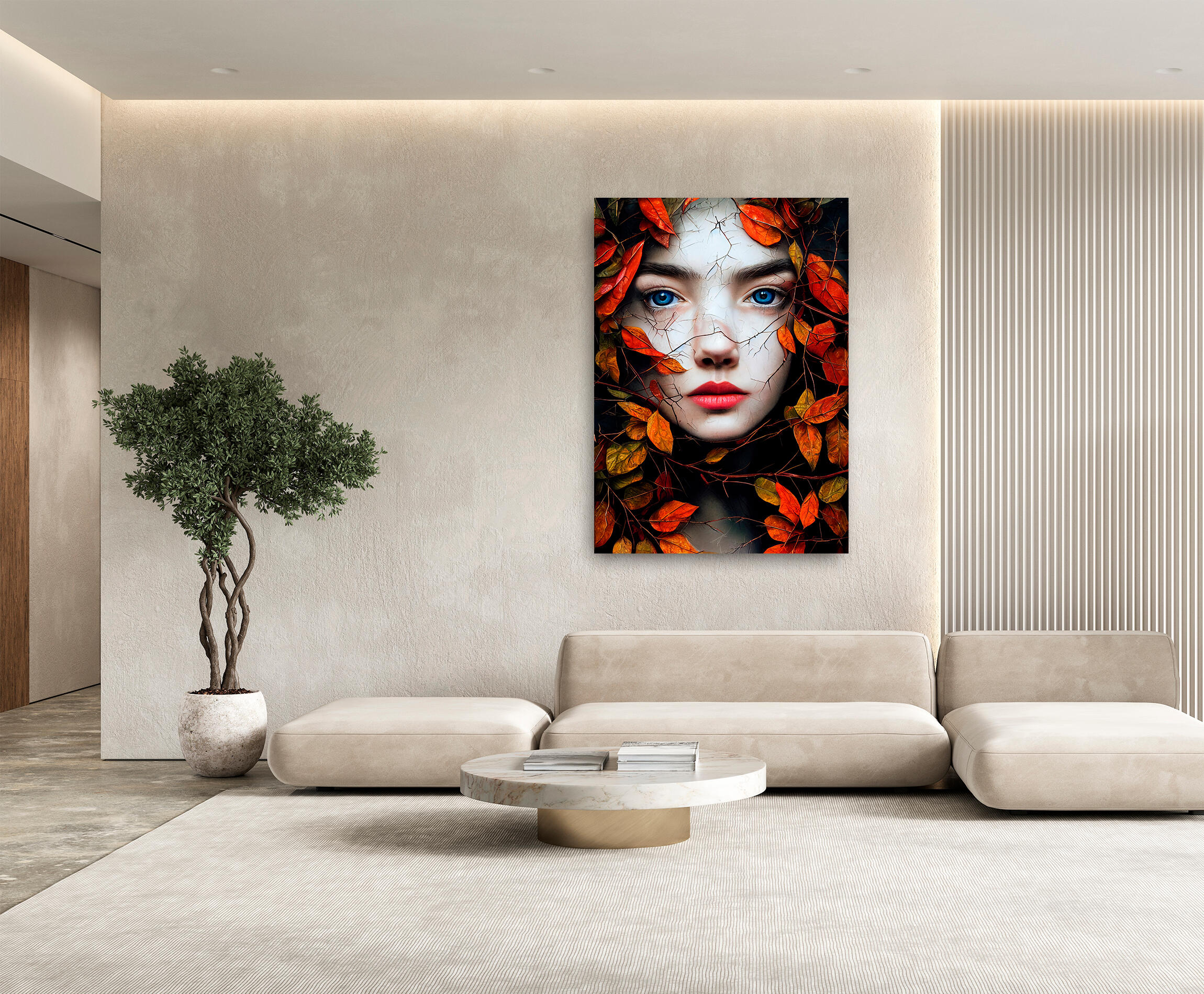 Pintura impresa sin marco woman otoño 100x140cm