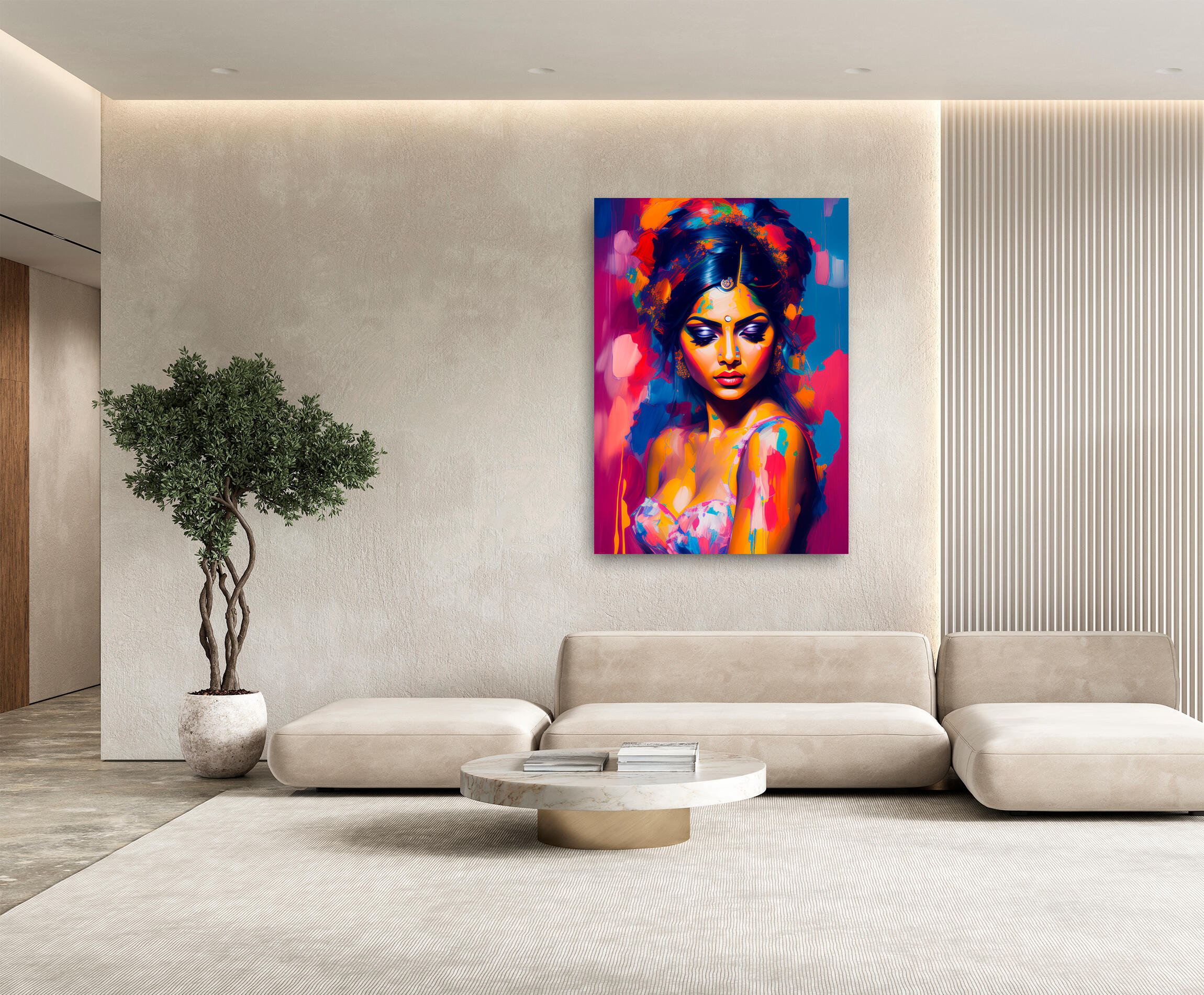Pintura impresa sin marco woman colores 100x140cm